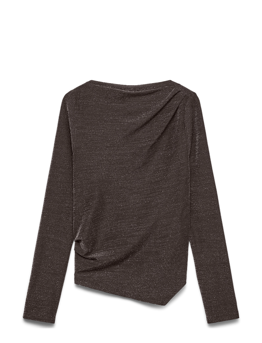 Vero Moda - VMMILLE LS BOATNECK LX SHORT TOP NOOS - långärmade blusar - chocolate torte - 0