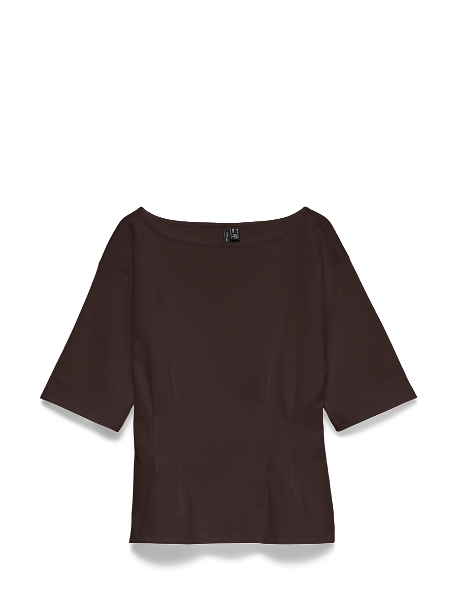 Vero Moda - VMBJORK SS BOATNECK TOP JRS - chocolate torte - 1