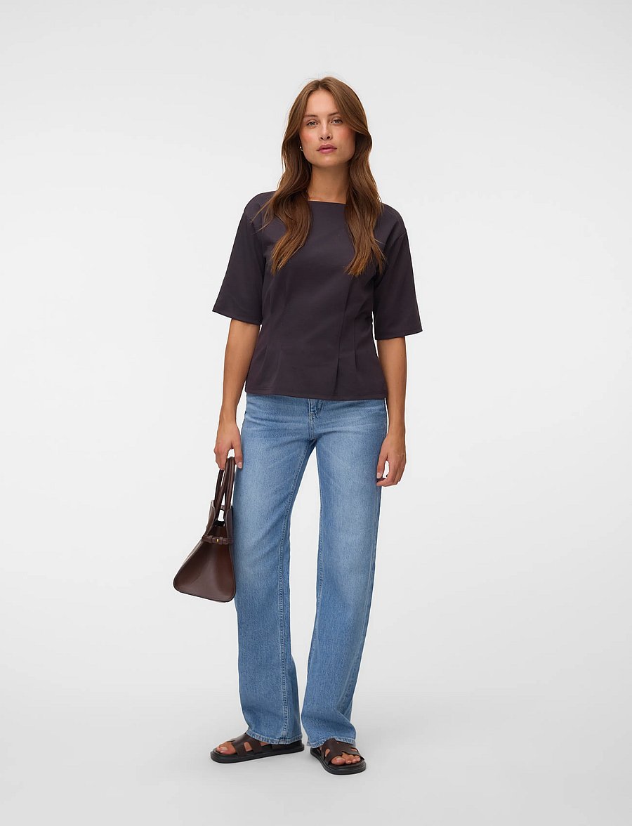 Vero Moda - VMBJORK SS BOATNECK TOP JRS - chocolate torte - 0