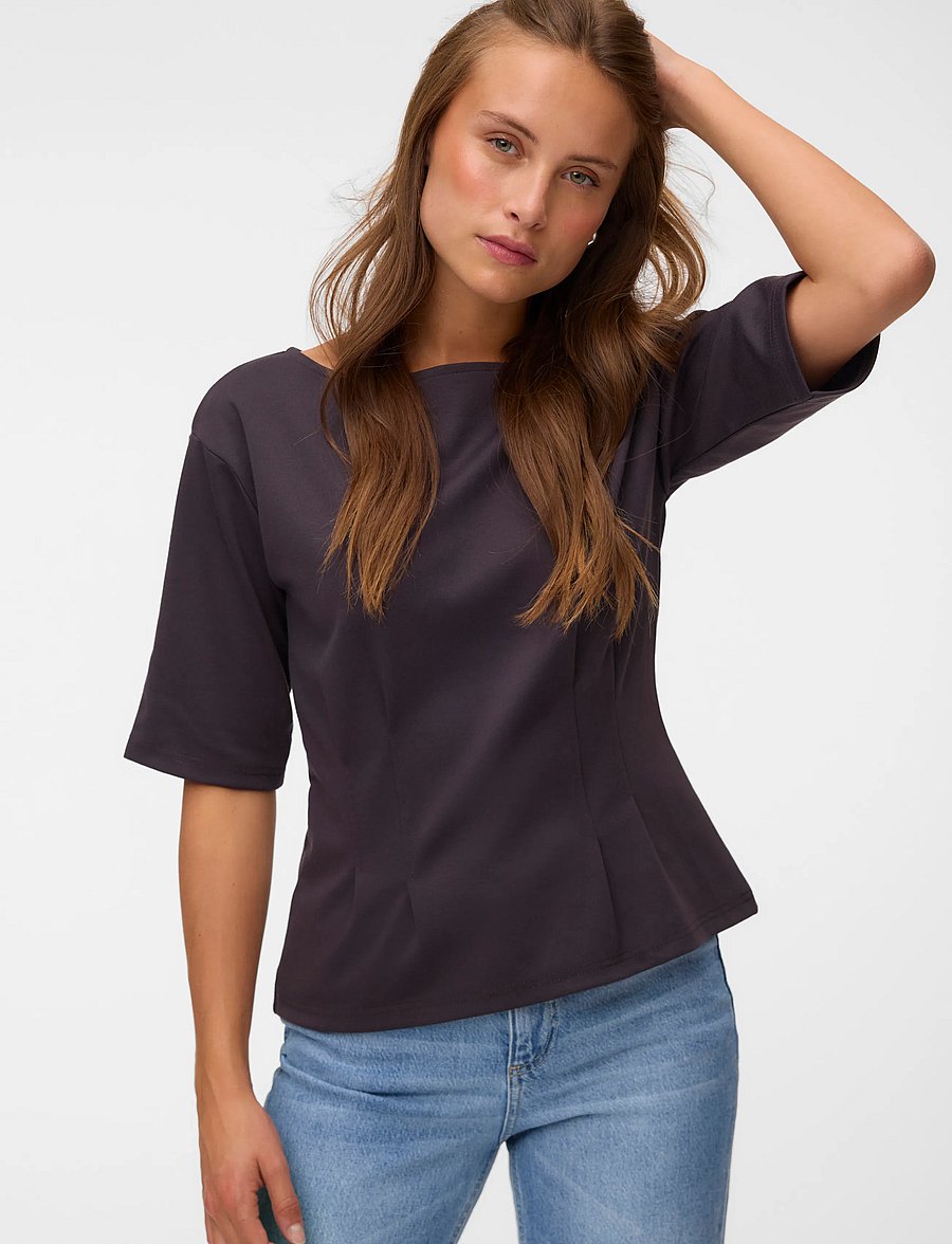 Vero Moda - VMBJORK SS BOATNECK TOP JRS - chocolate torte - 3