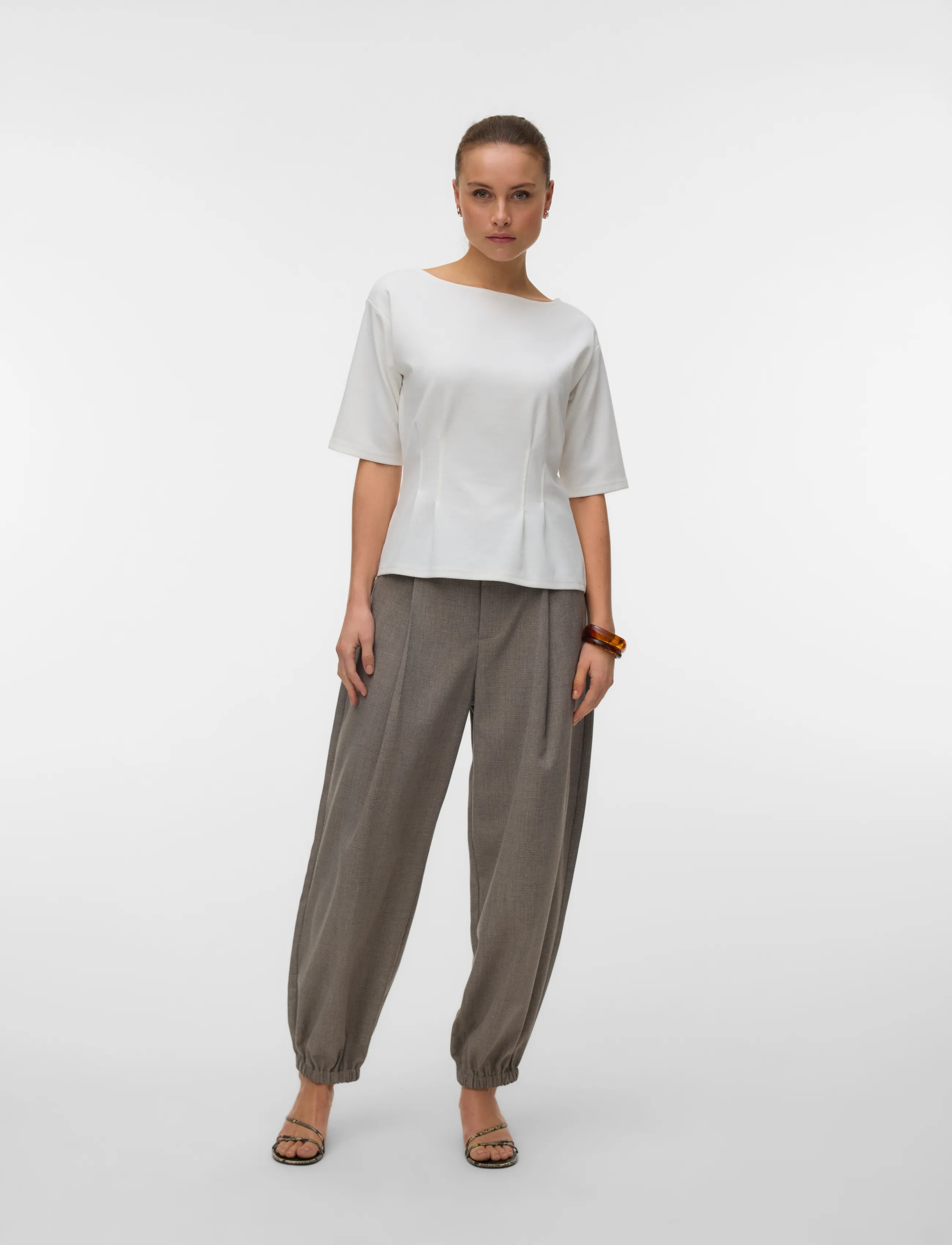 Vero Moda Vmbjork Ss Boatneck Top Jrs, Kvinder, Bådhals Dolmanærme Top, Hvid, Str: M