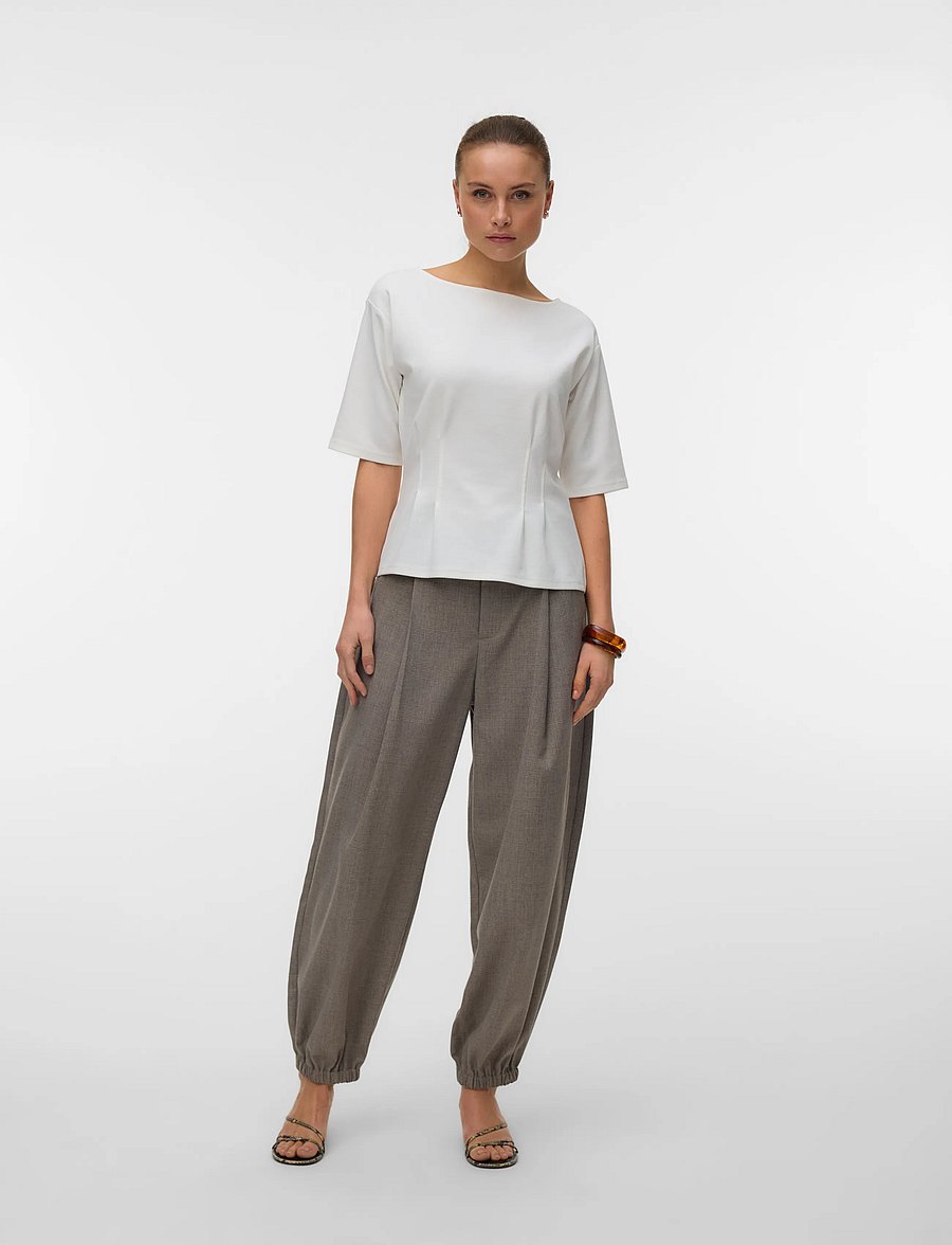 Vero Moda - VMBJORK SS BOATNECK TOP JRS - snow white - 0