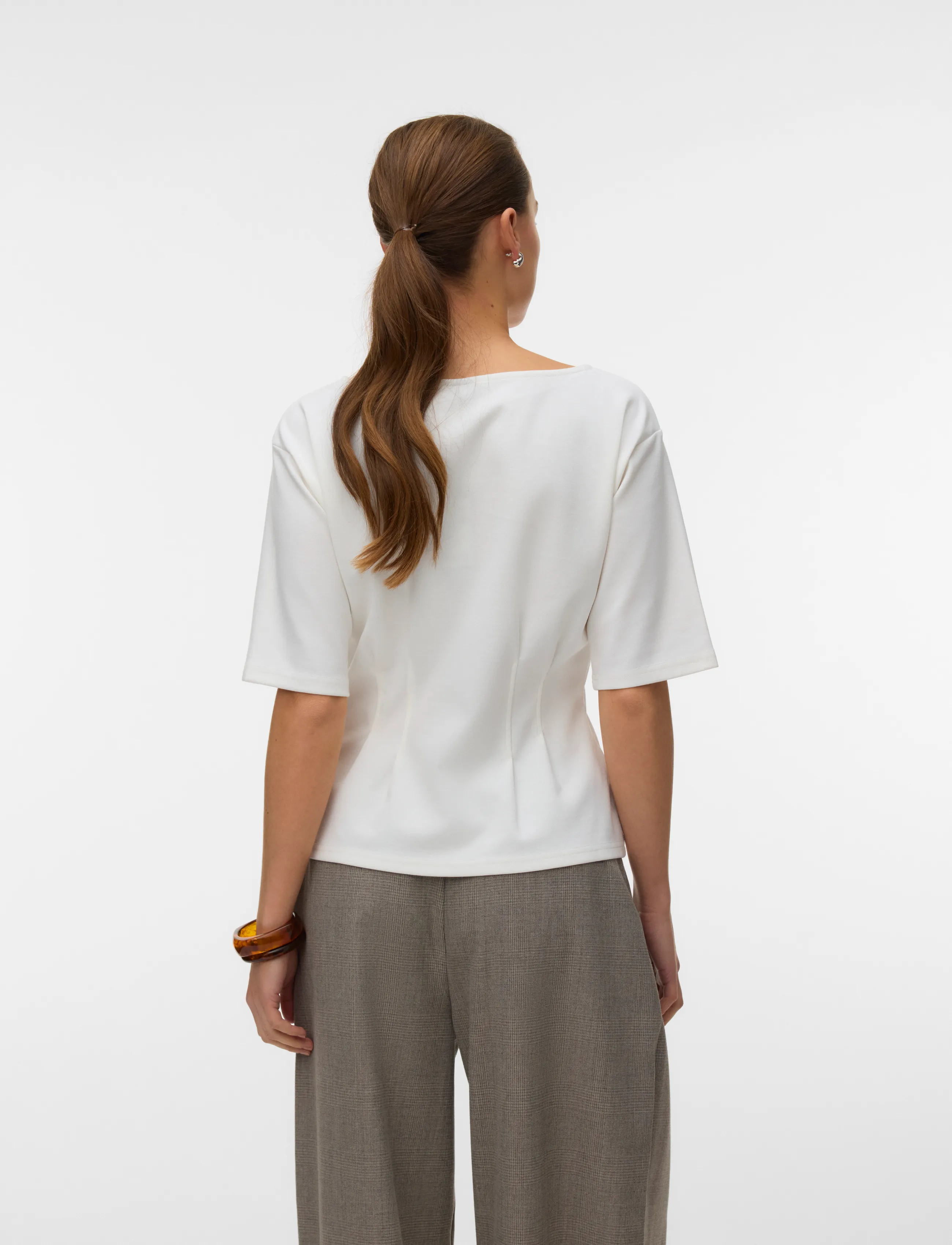 Vero Moda - VMBJORK SS BOATNECK TOP JRS - snow white - 2