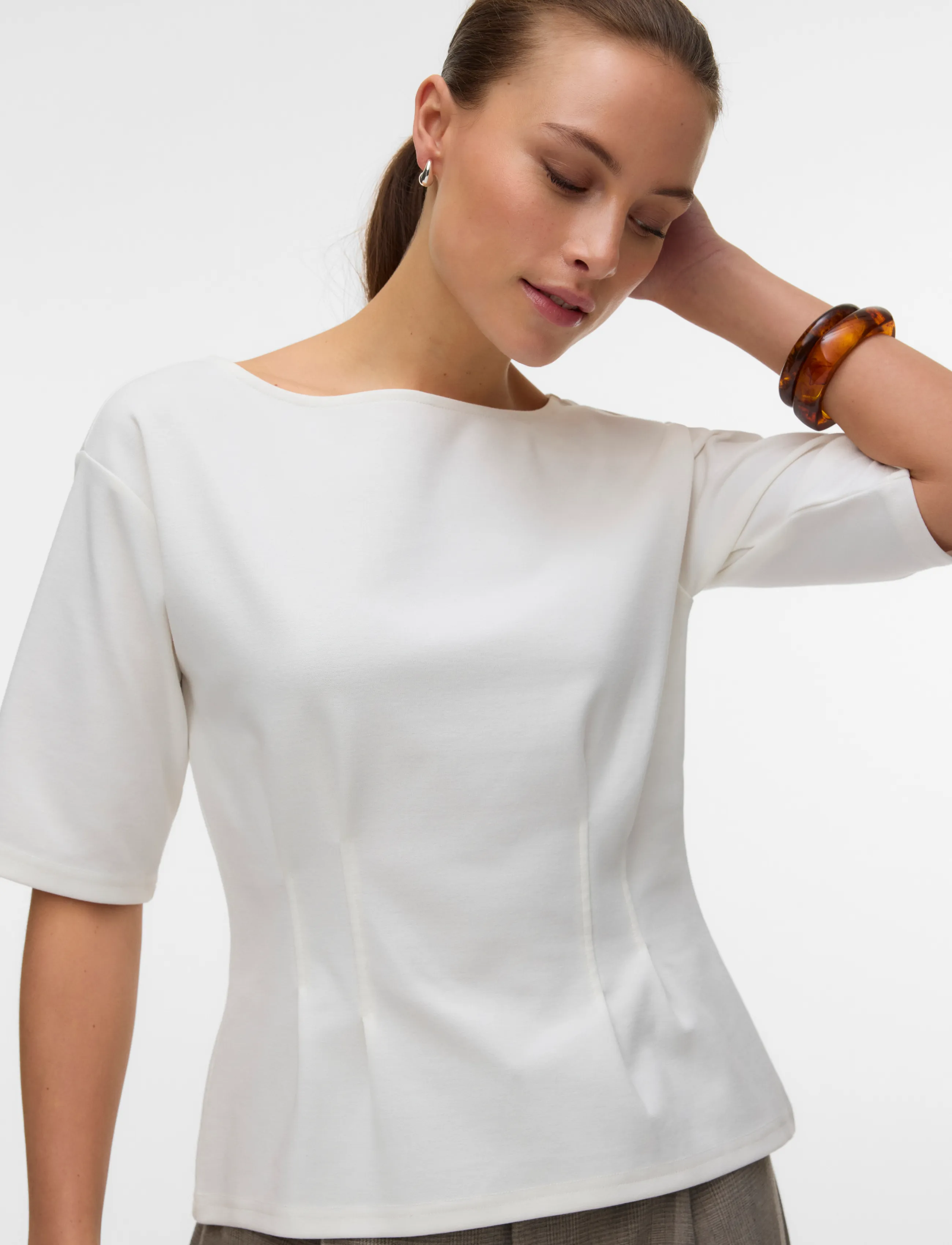 Vero Moda - VMBJORK SS BOATNECK TOP JRS - snow white - 3