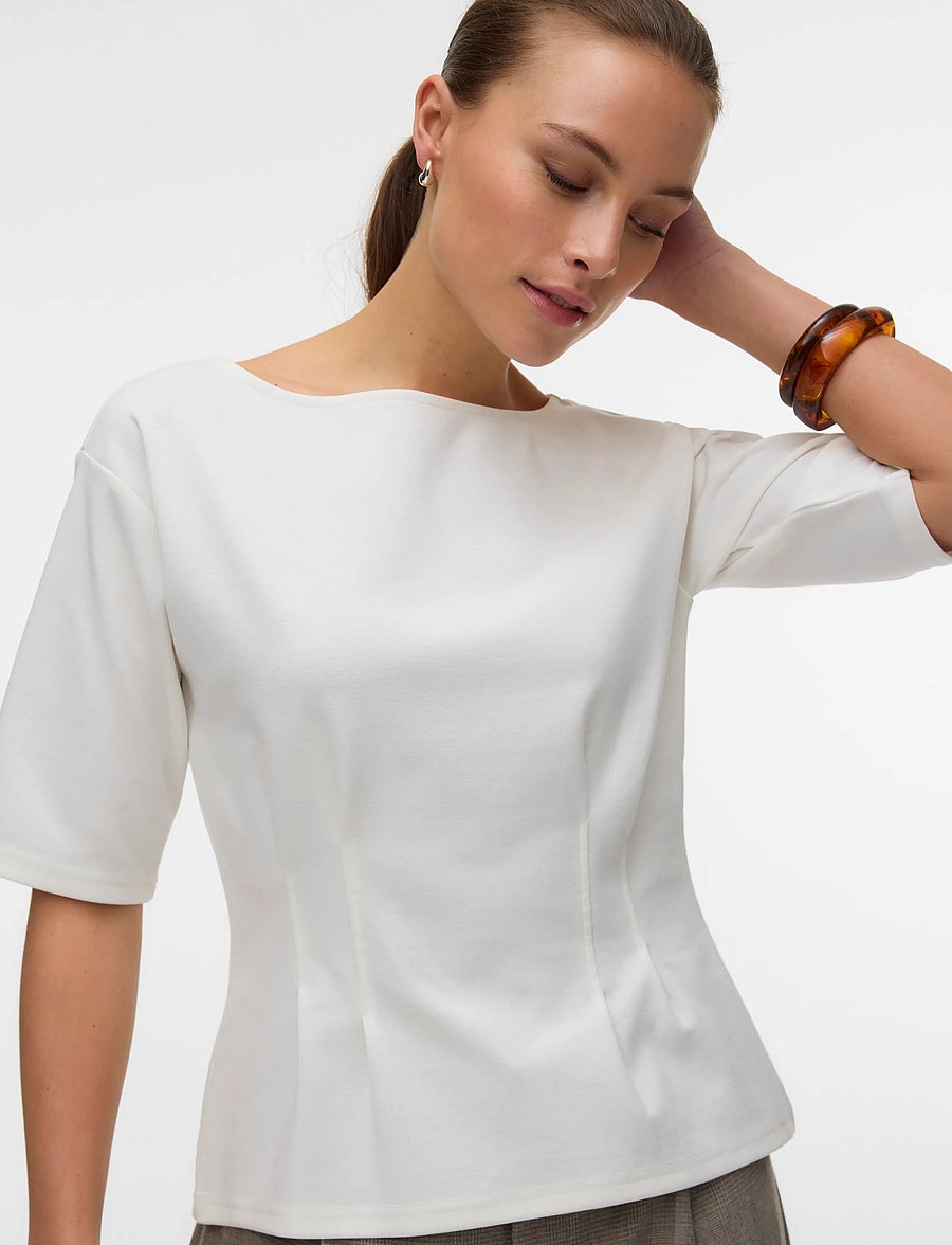 Vero Moda - VMBJORK SS BOATNECK TOP JRS - snow white - 3