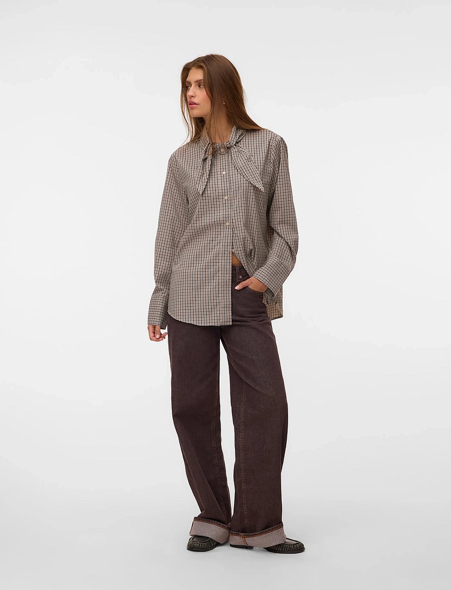 Vero Moda - VMSYNNE LS NECK SCARF SHIRT WVN NOOS - oatmeal - 0