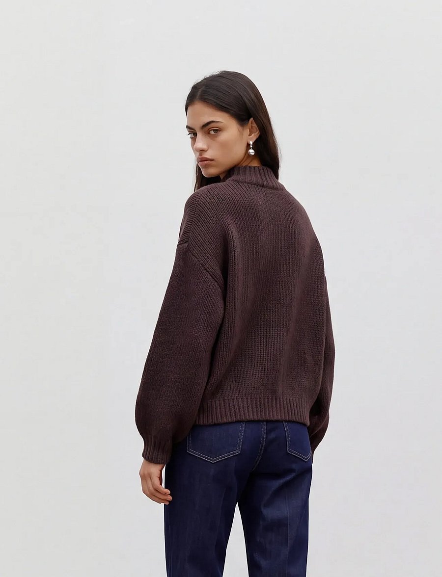 Vero Moda - VMMAYBE LS HIGH NECK PULLOVER NOOS - striktrøjer - chocolate torte - 2