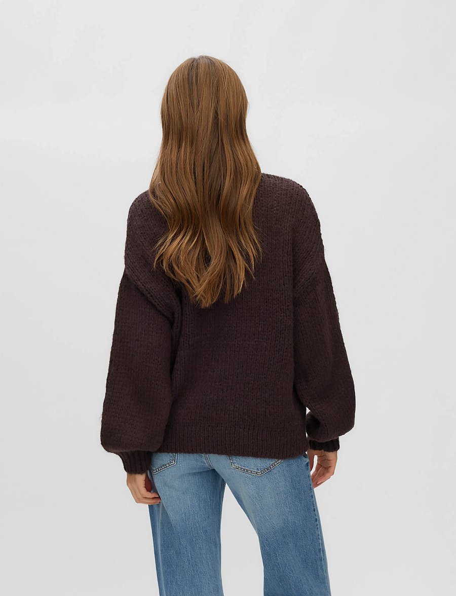 Vero Moda - VMMAYBE LS HIGH NECK PULLOVER NOOS - striktrøjer - chocolate torte - 2