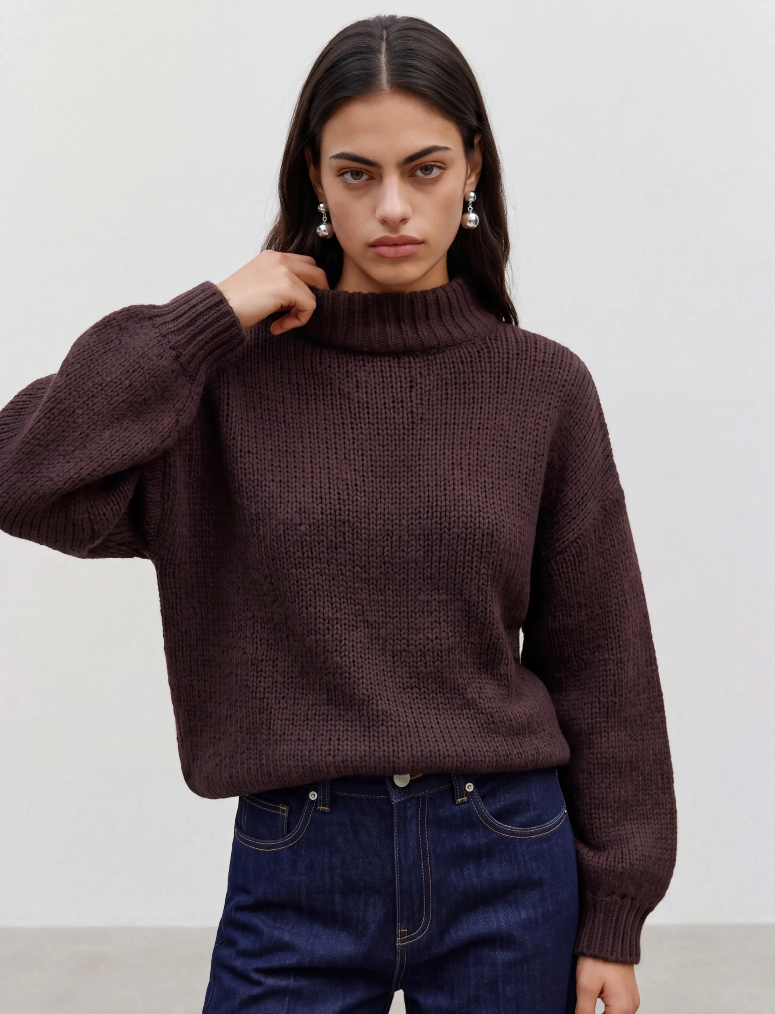 Vero Moda - VMMAYBE LS HIGH NECK PULLOVER NOOS - sügisesed riided - chocolate torte - 3