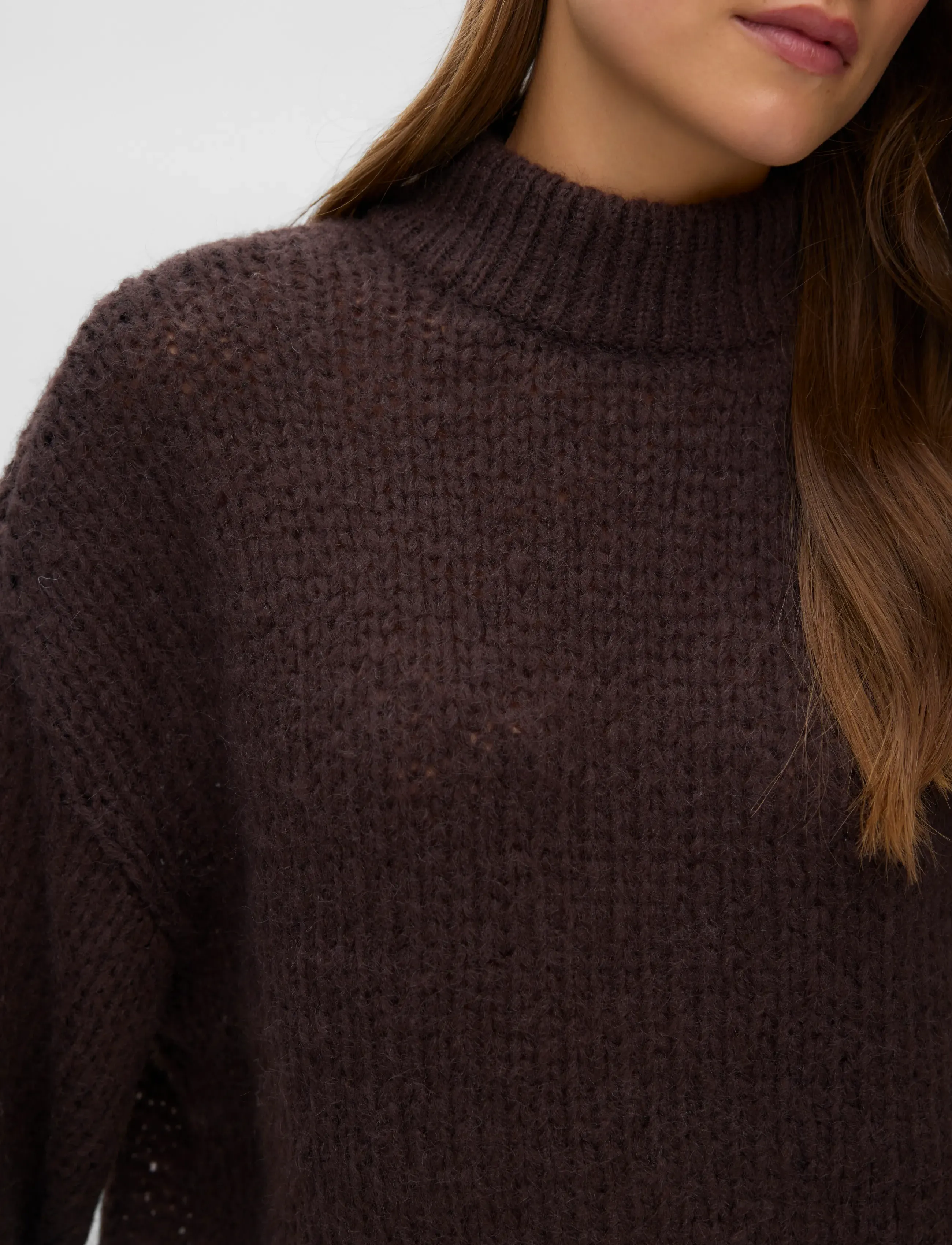 Vero Moda - VMMAYBE LS HIGH NECK PULLOVER NOOS - jumpers - chocolate torte - 4