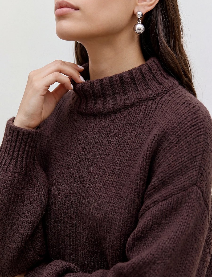 Vero Moda - VMMAYBE LS HIGH NECK PULLOVER NOOS - striktrøjer - chocolate torte - 4