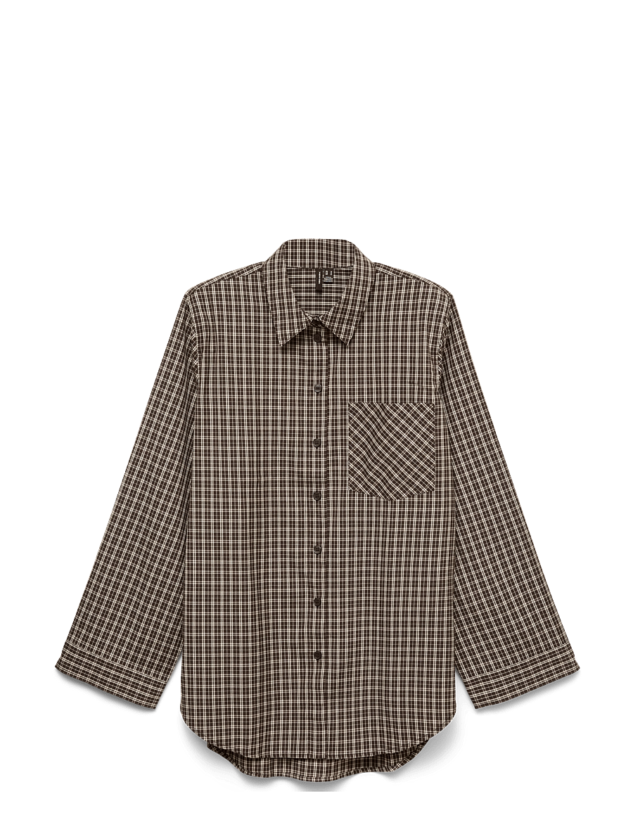 Vero Moda - VMKARA LS LOOSE CHECK SHIRT WVN - overshirts - chocolate torte - 0