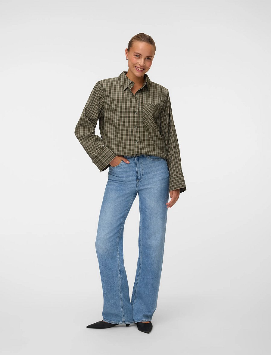 Vero Moda - VMKARA LS LOOSE CHECK SHIRT WVN - overshirts - forest night - 0