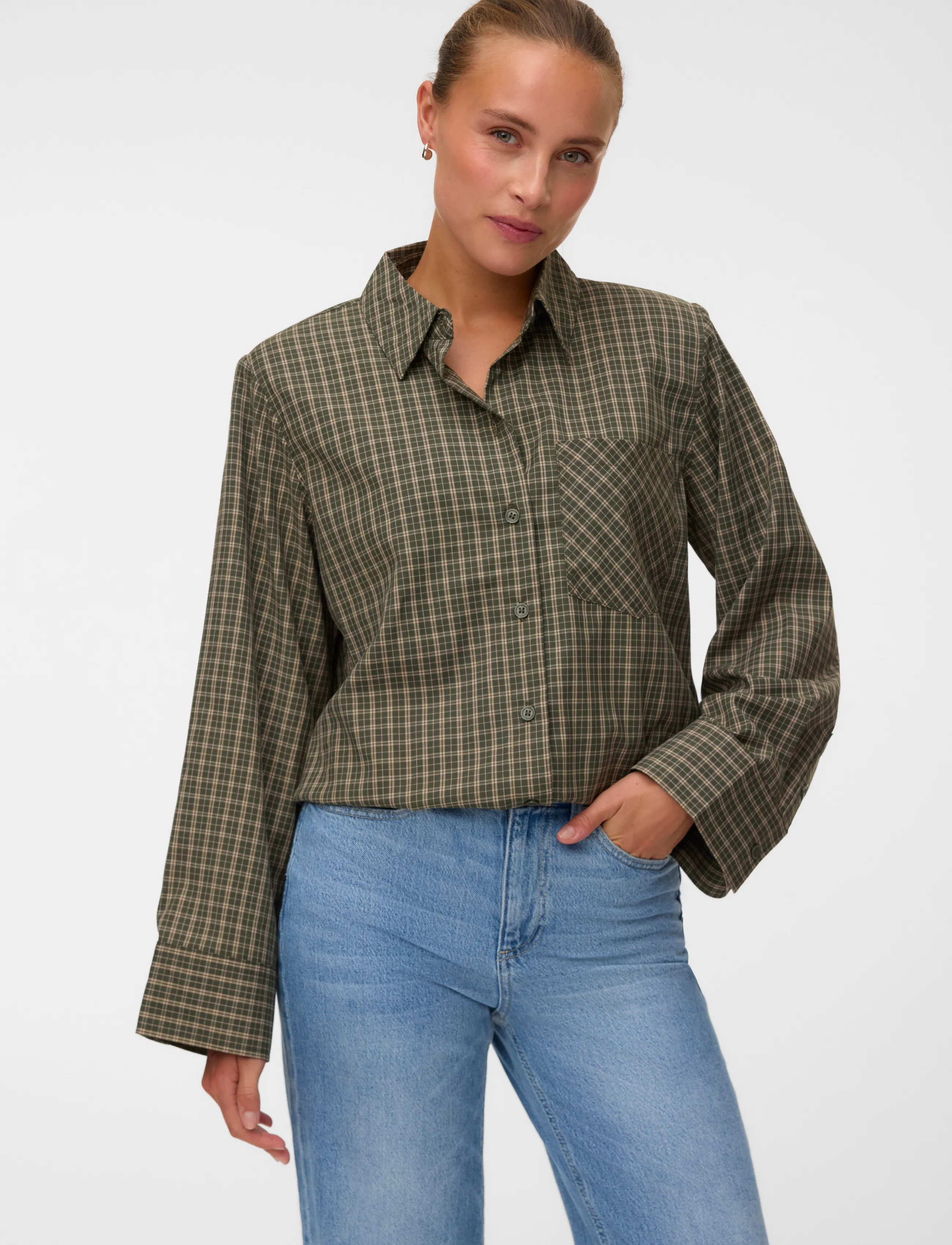 Vero Moda - VMKARA LS LOOSE CHECK SHIRT WVN - overshirts - forest night - 3