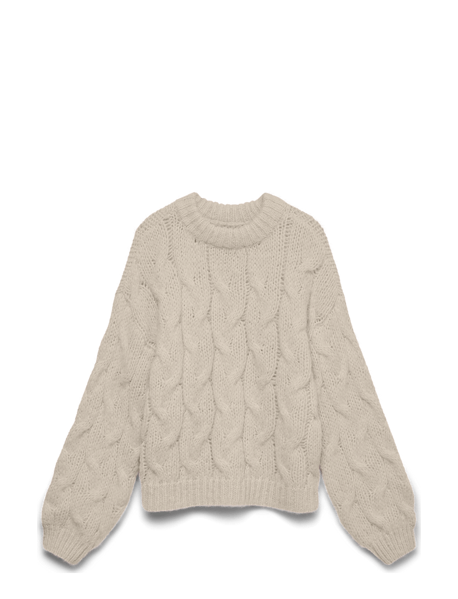 Vero Moda - VMMAYBE LS HIGH NECK CABLE PULLOVER NOOS - stickade tröjor - oatmeal - 0