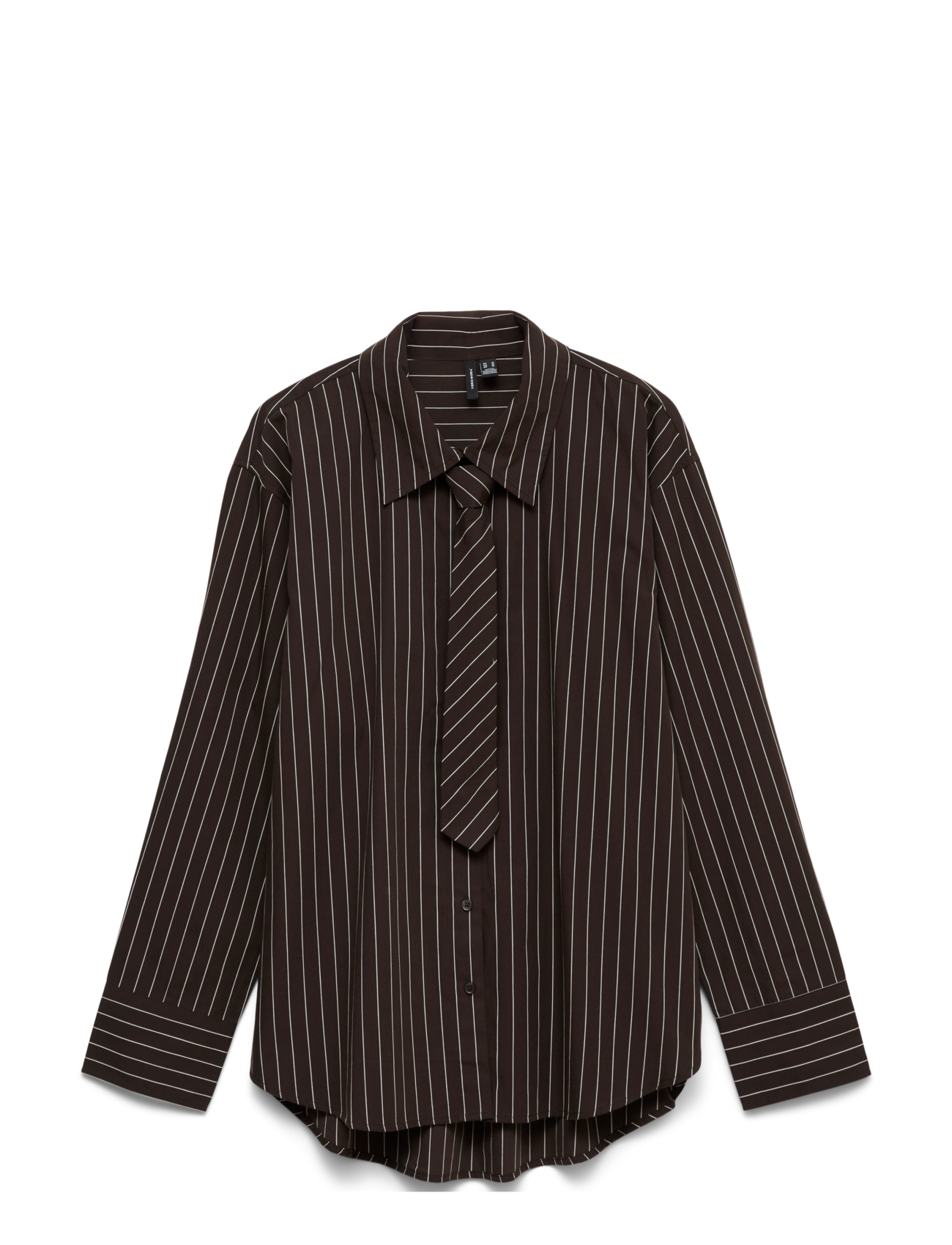Vero Moda VMANYA LS LOOSE TIE SHIRT WVN - Vero Moda - CHOCOLATE TORTE / brown
