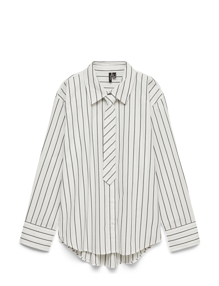 Vero Moda - VMANYA LS LOOSE TIE SHIRT WVN - långärmade skjortor - cloud dancer - 0