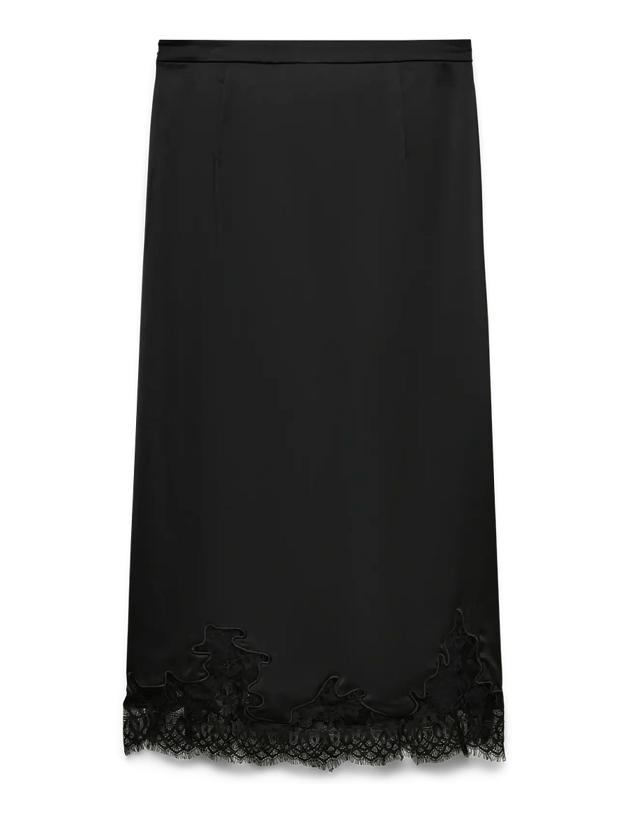 Vero Moda - VMGINNY HW LACE MIDI SKIRT EXP - midiseelikud - black - 1