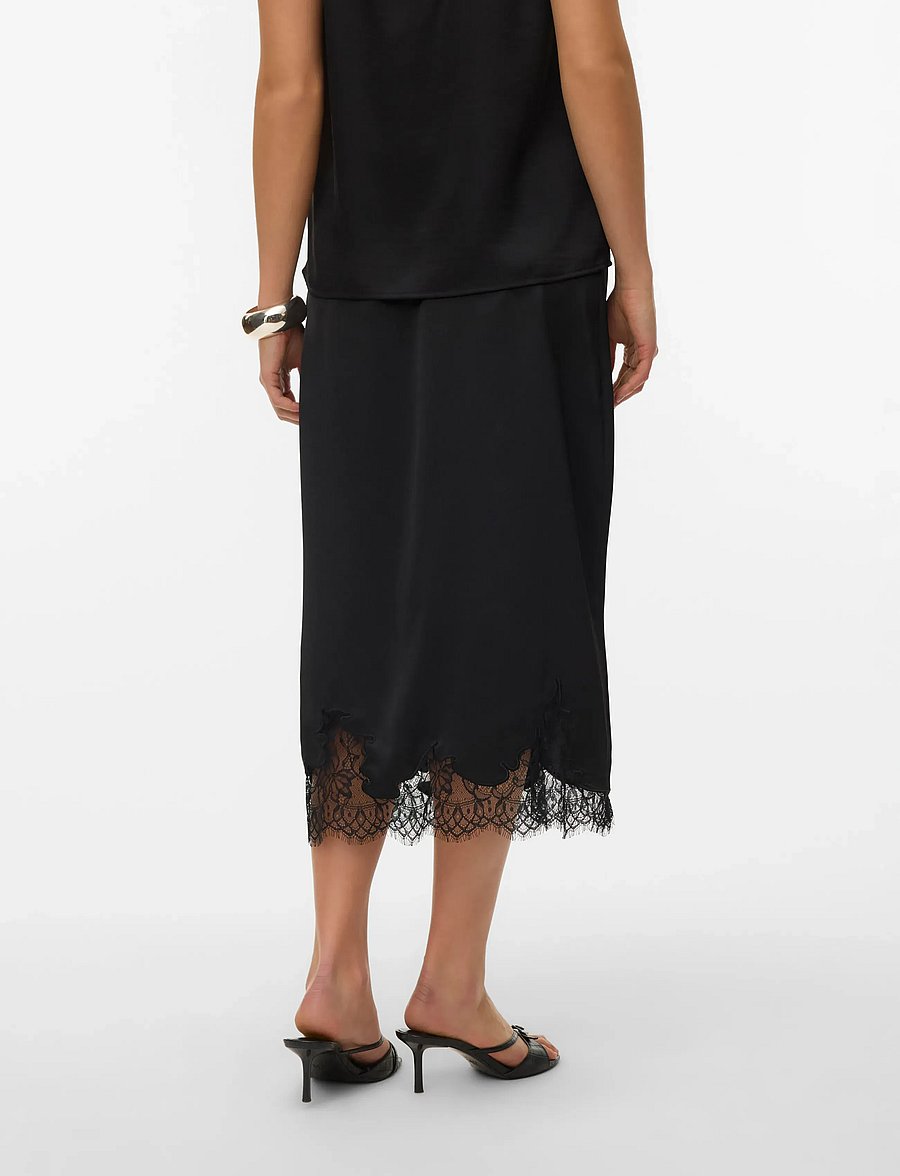Vero Moda - VMGINNY HW LACE MIDI SKIRT EXP - midiseelikud - black - 2