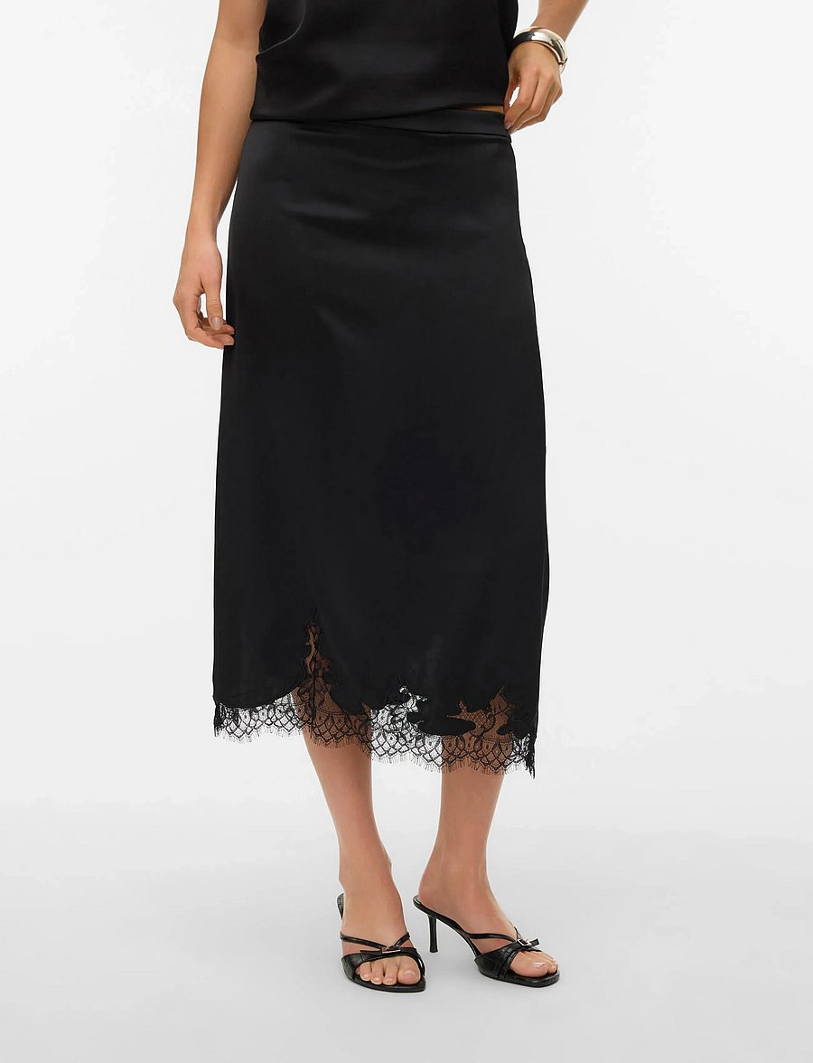 Vero Moda - VMGINNY HW LACE MIDI SKIRT EXP - midiseelikud - black - 3