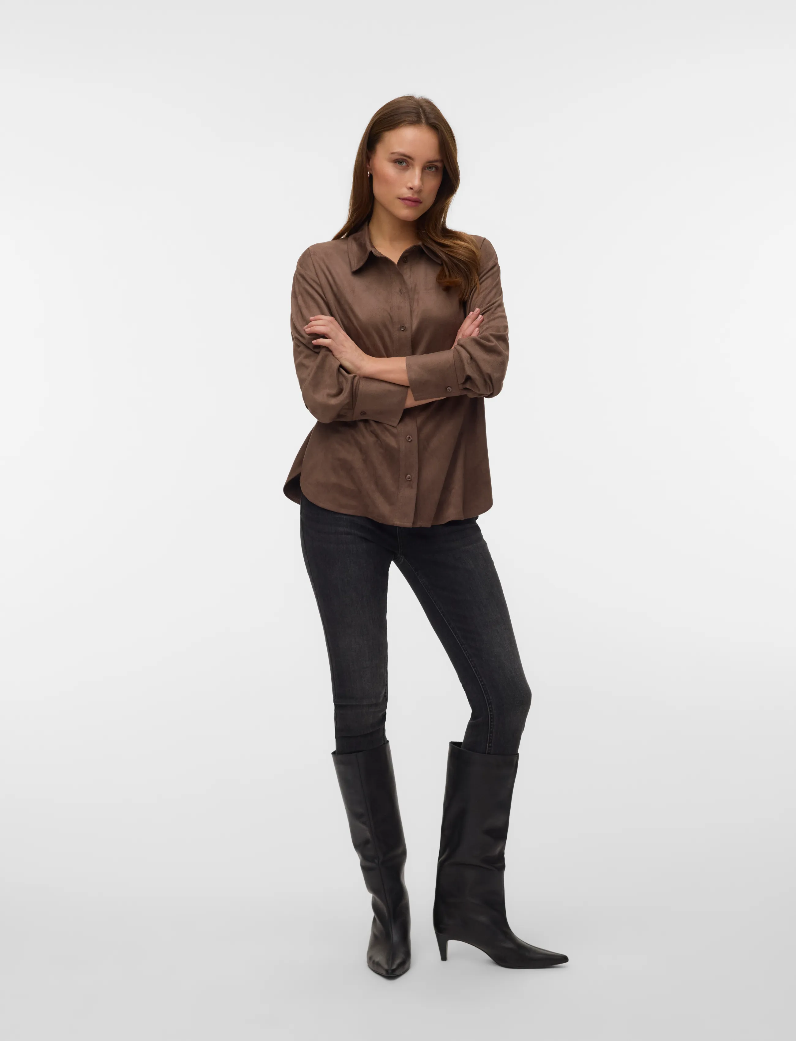 Vero Moda Vmkatty L/S Shirt Wvn, XS, Brown, Skjorter > Langærmede, Dame