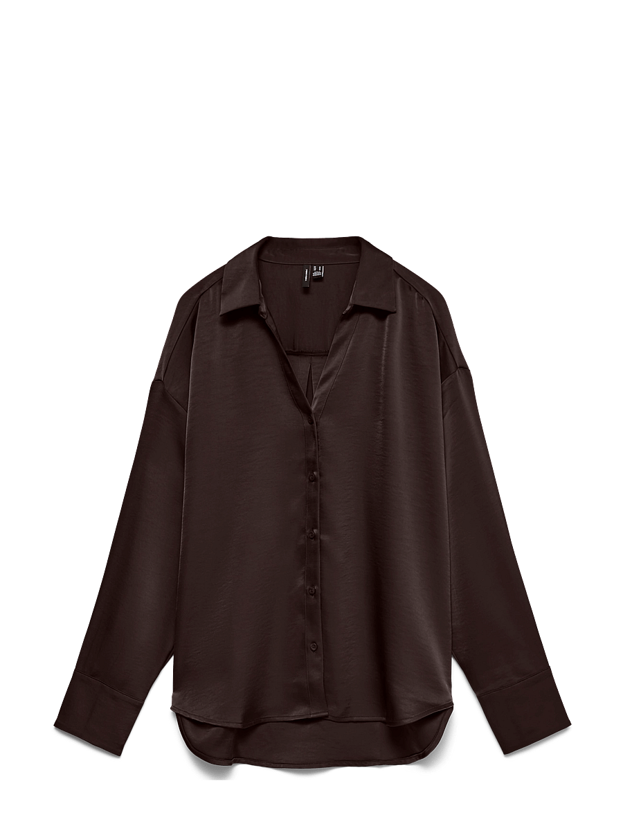 Vero Moda - VMMIRO LS SHIRT WVN NOOS - langärmlige hemden - chocolate torte - 0