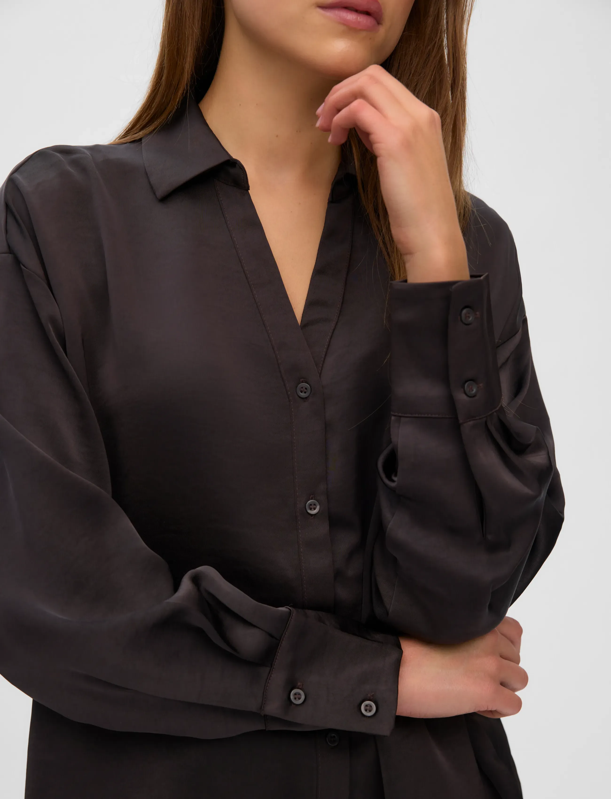 Vero Moda - VMMIRO LS SHIRT WVN NOOS - langärmlige hemden - chocolate torte - 4