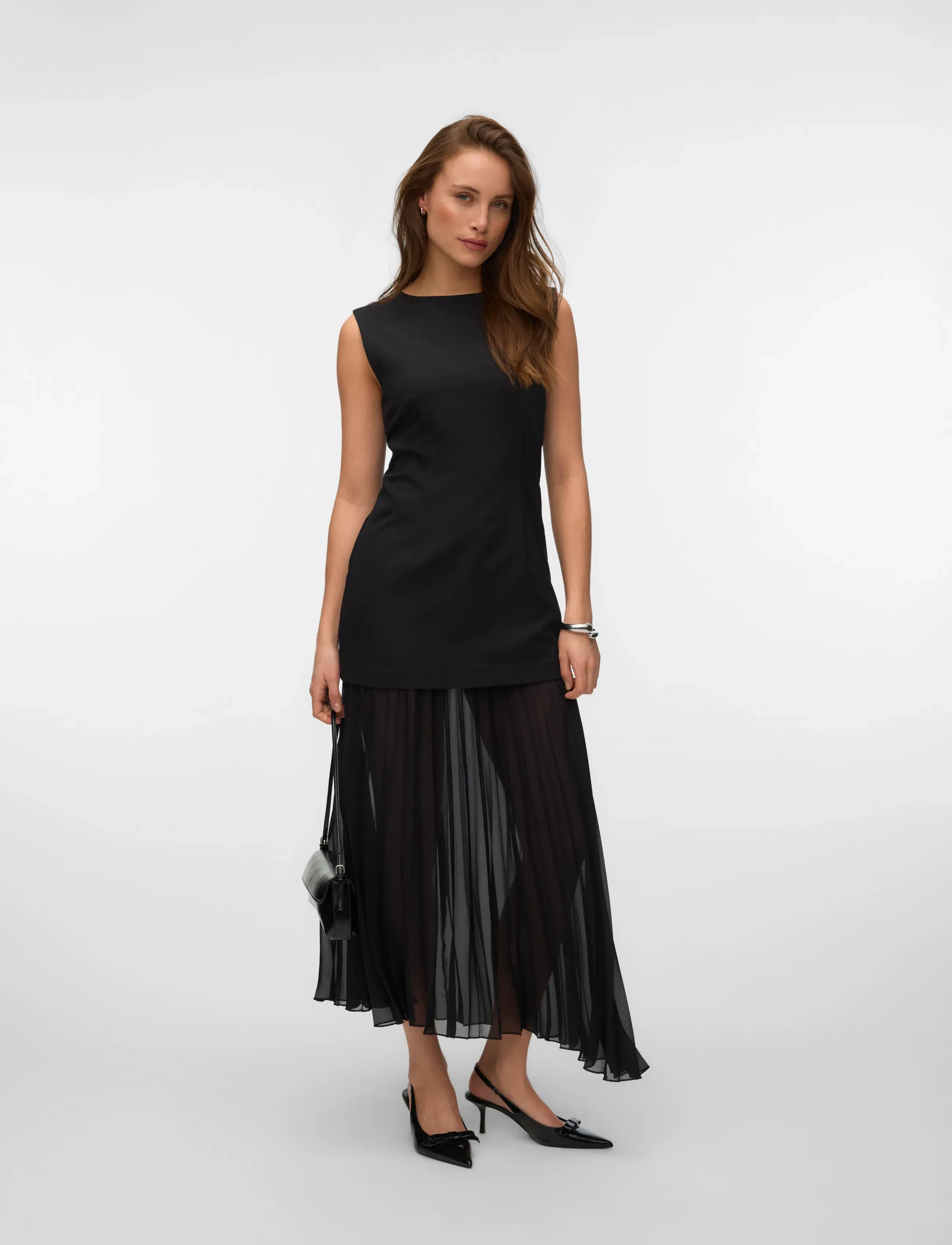 Vero Moda VMFIVA SL LONG PLEATED DRESS - Kleider - BLACK / black