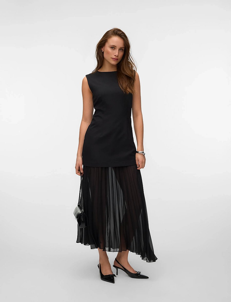 Vero Moda - VMFIVA SL LONG PLEATED DRESS - maxikleider - black - 0
