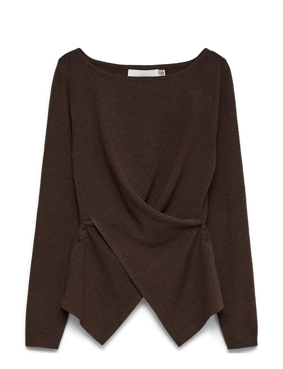Vero Moda - VMSIENA LS BOATNECK WRAP PULLOVER PRM - stickade tröjor - chocolate torte - 1