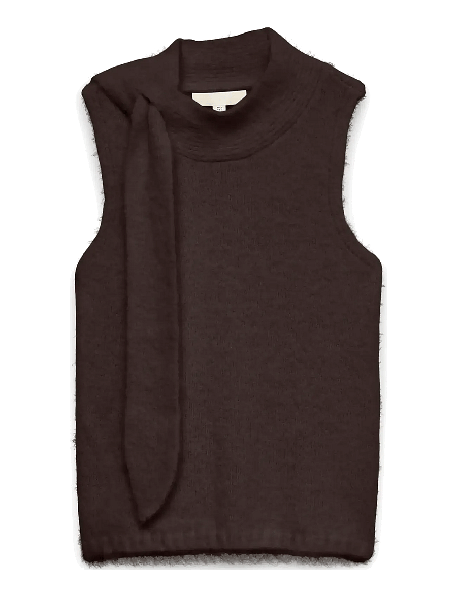 Vero Moda - VMVENEZIA SL TIE VEST PRM TS - strikveste - chocolate torte - 1