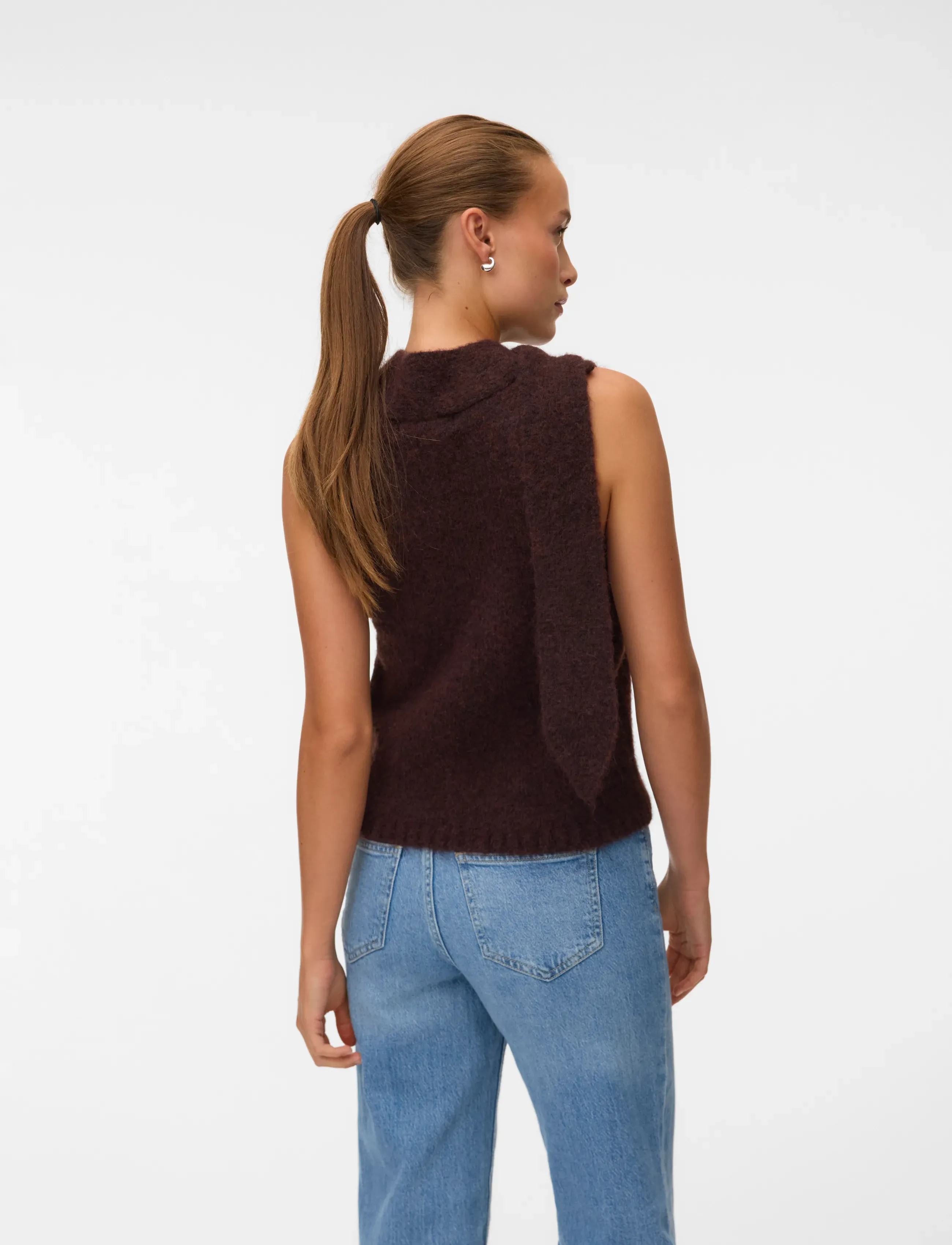 Vero Moda - VMVENEZIA SL TIE VEST PRM TS - strikveste - chocolate torte - 2