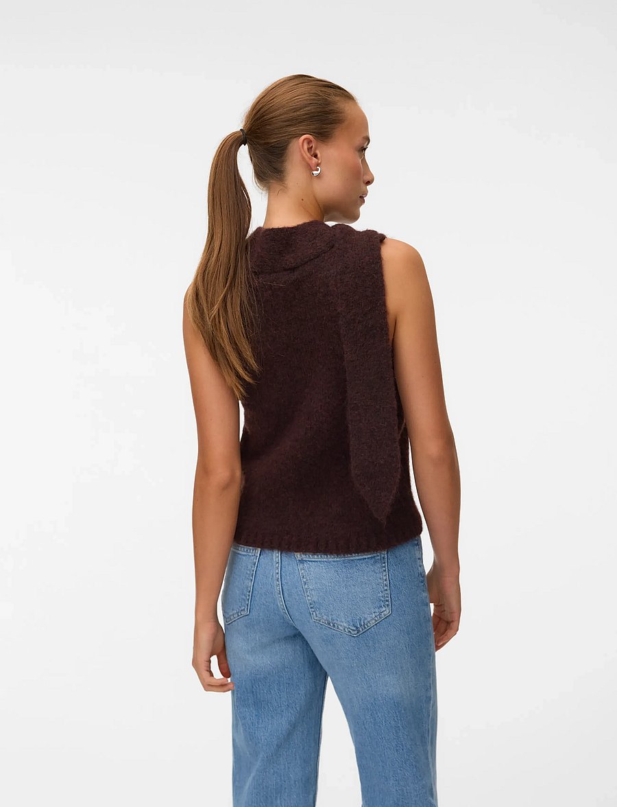 Vero Moda - VMVENEZIA SL TIE VEST PRM TS - strikveste - chocolate torte - 2
