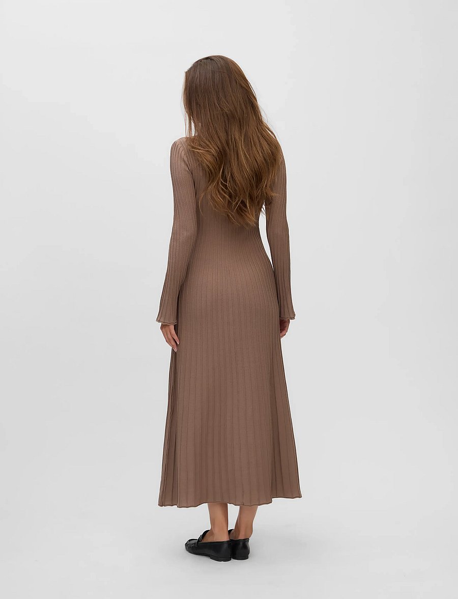 Vero Moda - VMALESSANDRIA LS BOATNECK ANKLE DRES PRM - strickkleider - fossil - 2