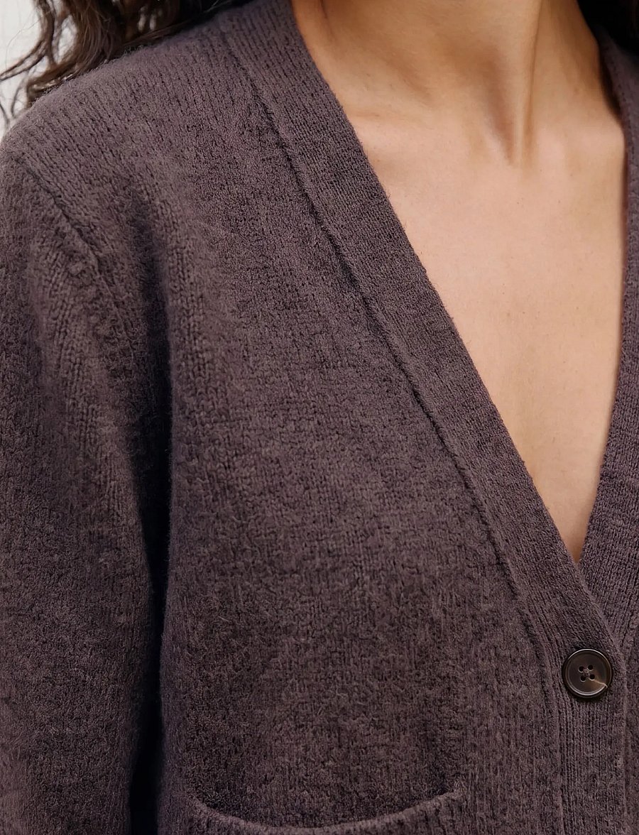 Vero Moda - VMPORTOFINO LS V-NECK CARDIGAN PRM - uldjakker - chocolate torte - 4