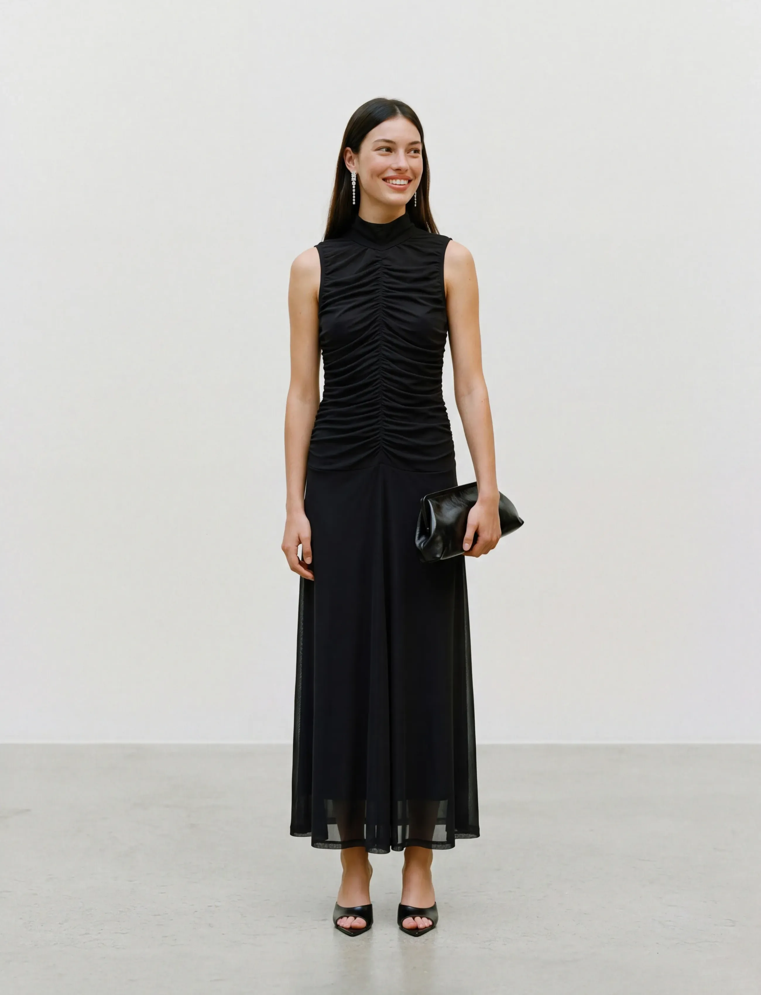 Vero Moda AWERICA SL HIGH NECK ANKLE DRESS - Maxi Dresses - BLACK / black