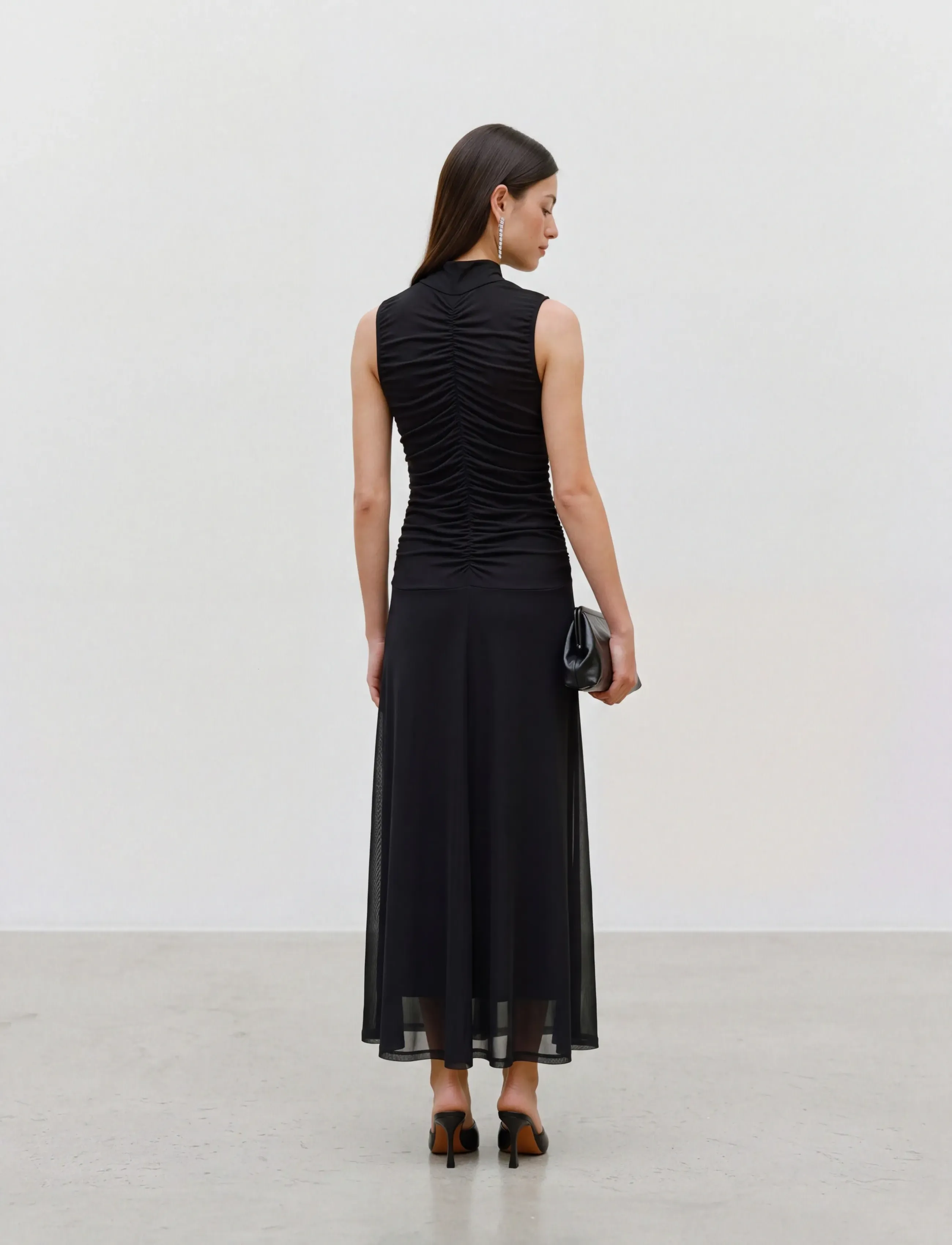 Vero Moda - AWERICA SL HIGH NECK ANKLE DRESS - party dresses - black - 3