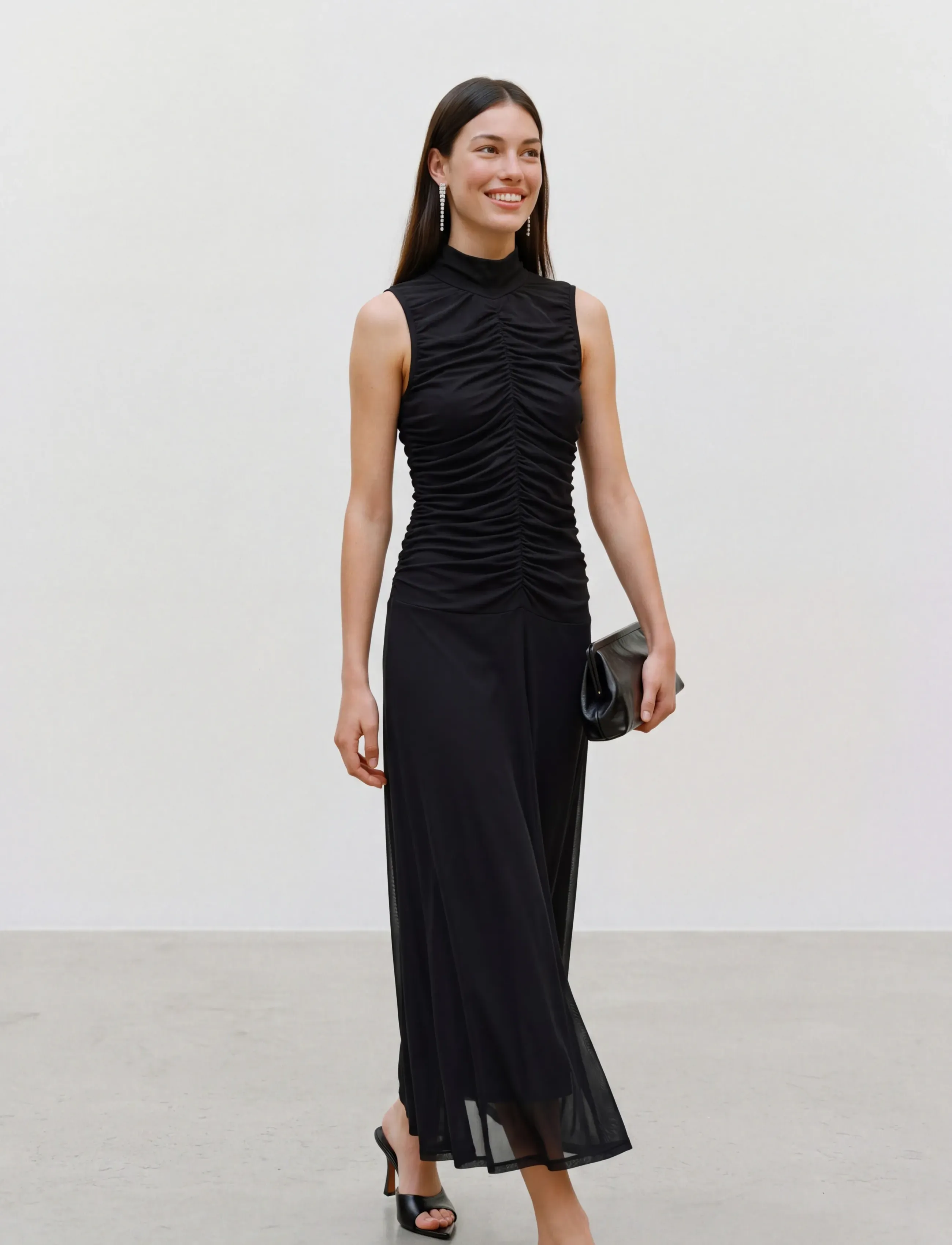 Vero Moda - AWERICA SL HIGH NECK ANKLE DRESS - party dresses - black - 4