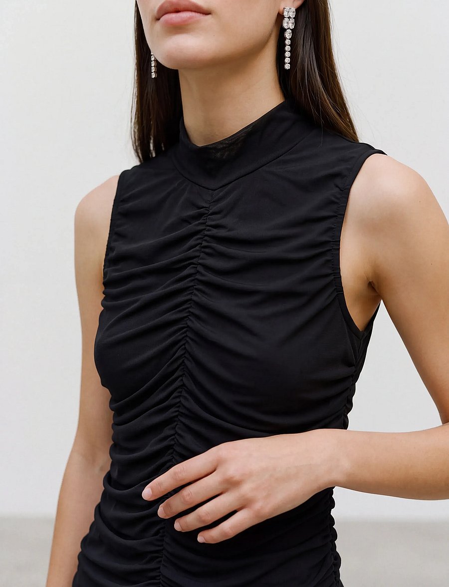 Vero Moda - AWERICA SL HIGH NECK ANKLE DRESS - party dresses - black - 5
