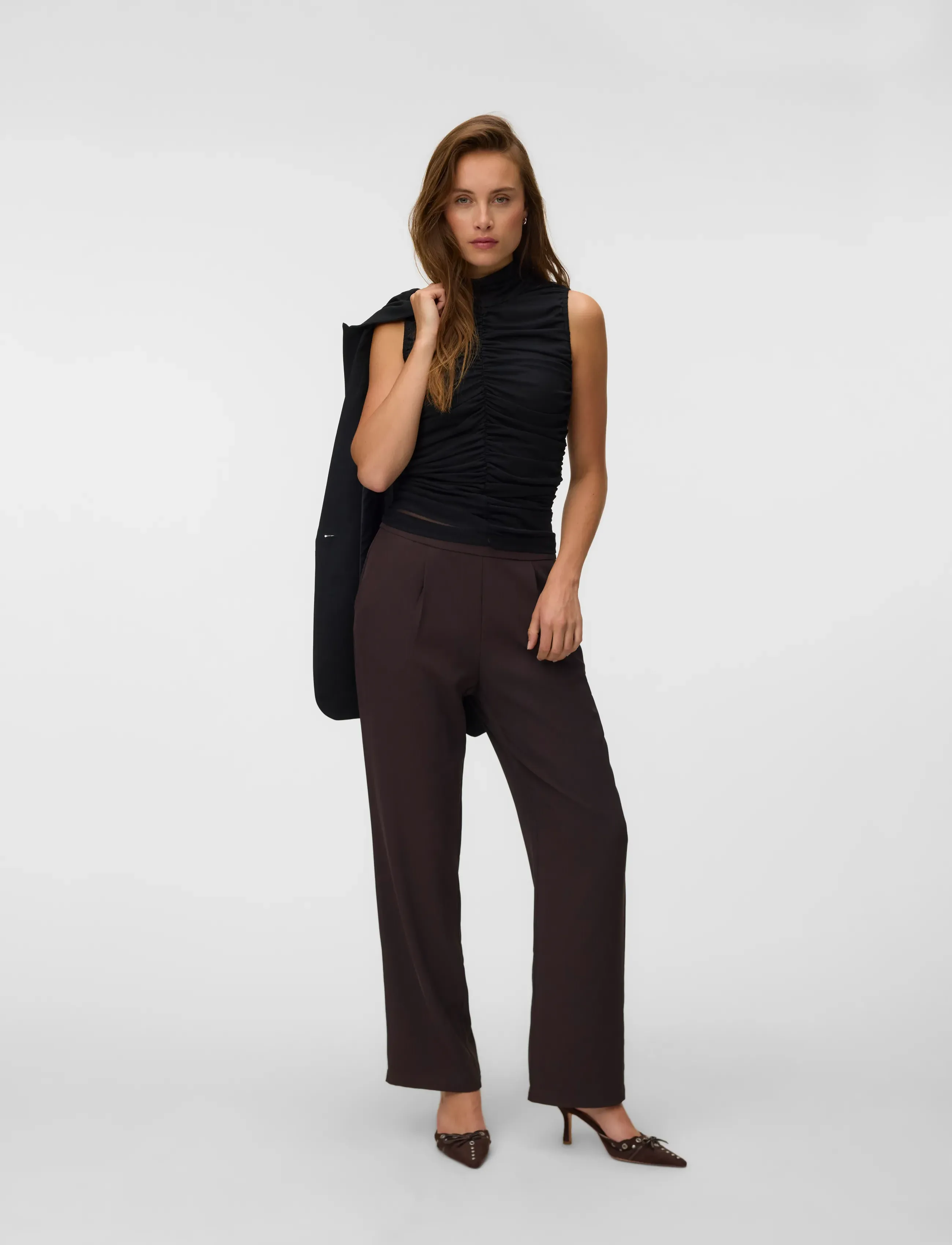 Vero Moda AWERICA SL HIGH NECK TOP - T-särgid ja topid - BLACK / black