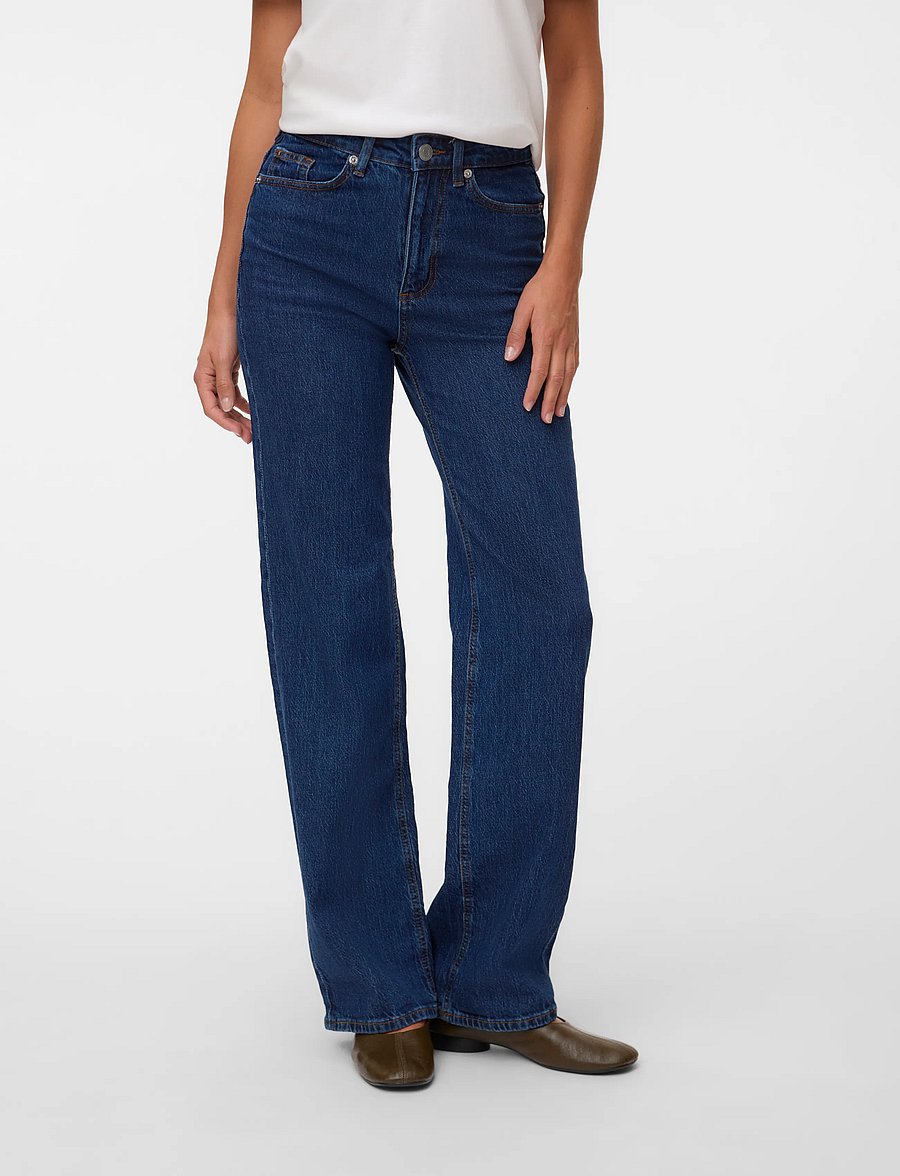 Vero Moda - VMTESSA HR WIDE JEANS RA3131 GA NOOS - hosen mit weitem bein - dark blue denim - 3