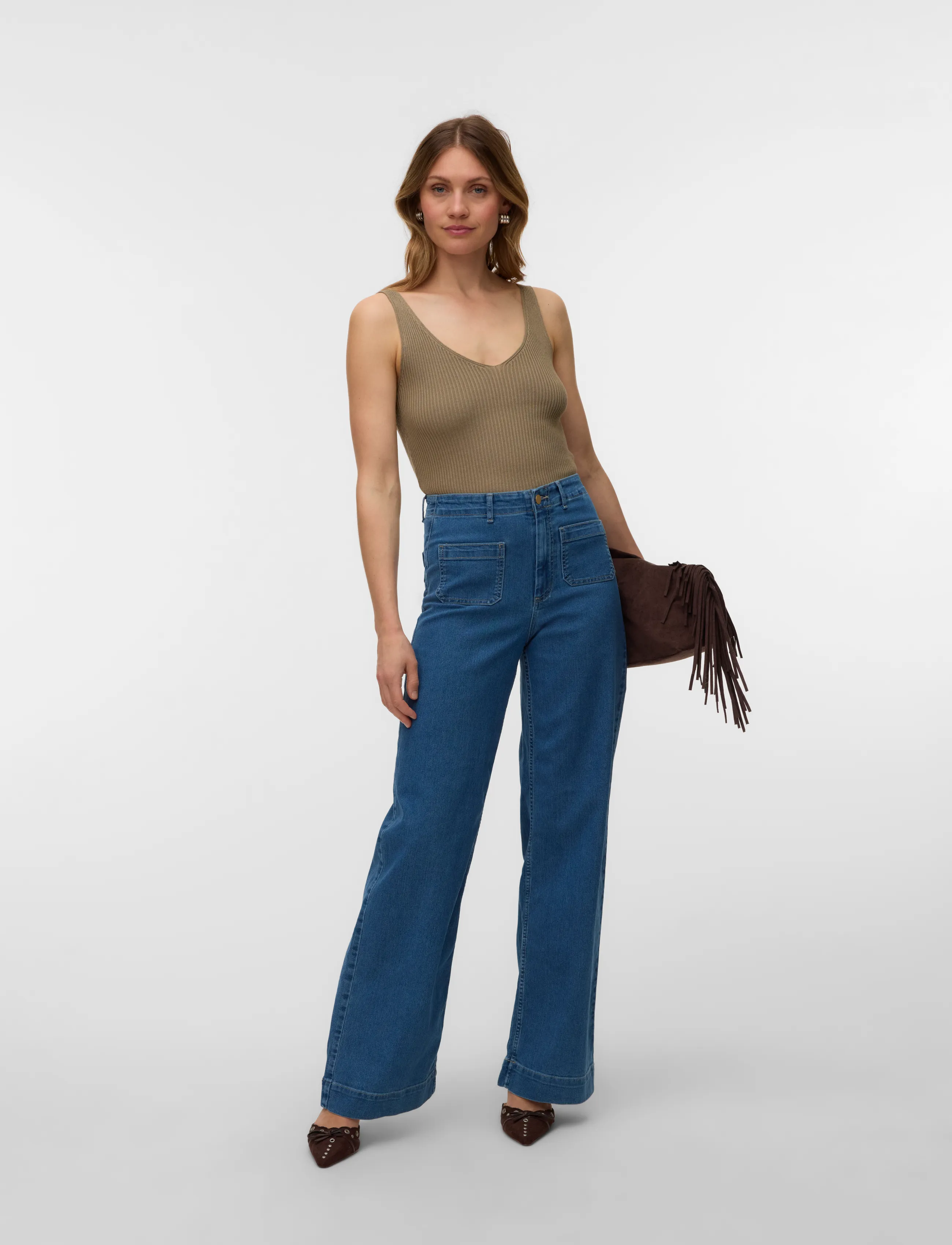 Vero Moda VMKAYLA HR WIDE POCKET J BLUE MIX NOOS - Tøj - MEDIUM BLUE DENIM / blue