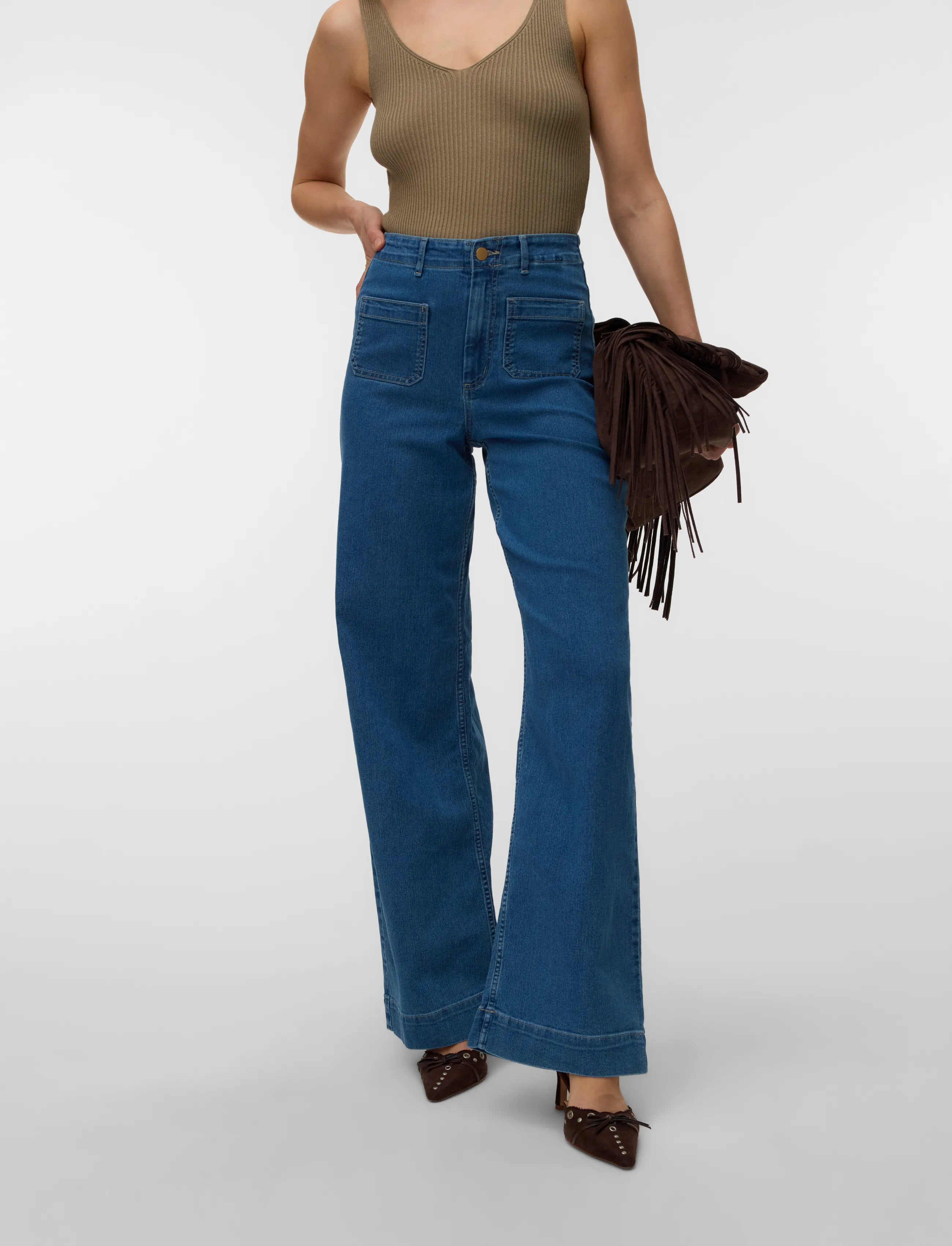 Vero Moda - VMKAYLA HR WIDE POCKET J BLUE MIX NOOS - brede jeans - medium blue denim - 4