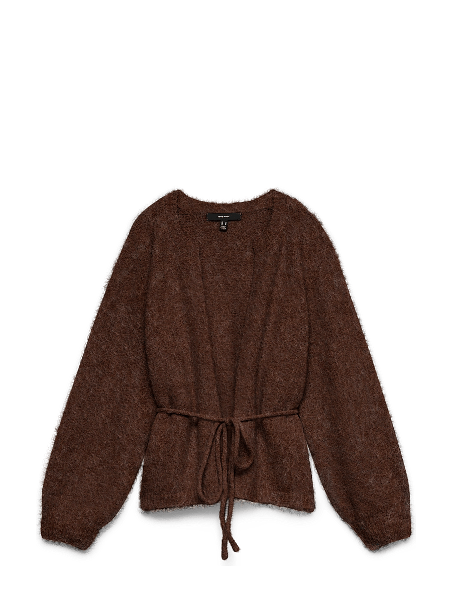 Vero Moda - VMBERRY LS O-NECK TIE CARDIGAN NOOS - strickjacken - cocoa brown - 0