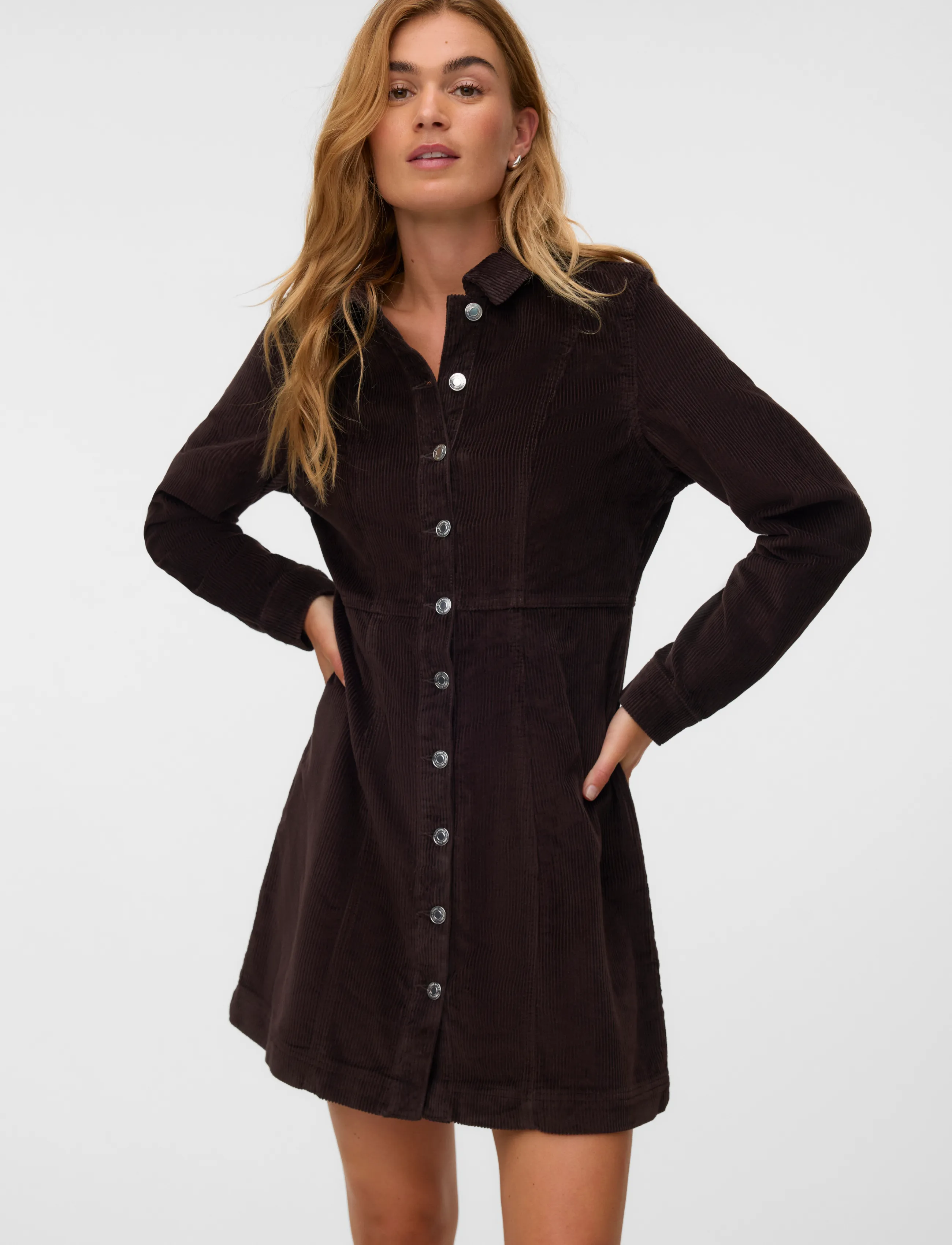 Vero Moda - VMDAISY LS SHORT CORD DRESS NOOS - hemdkleider - chocolate torte - 3