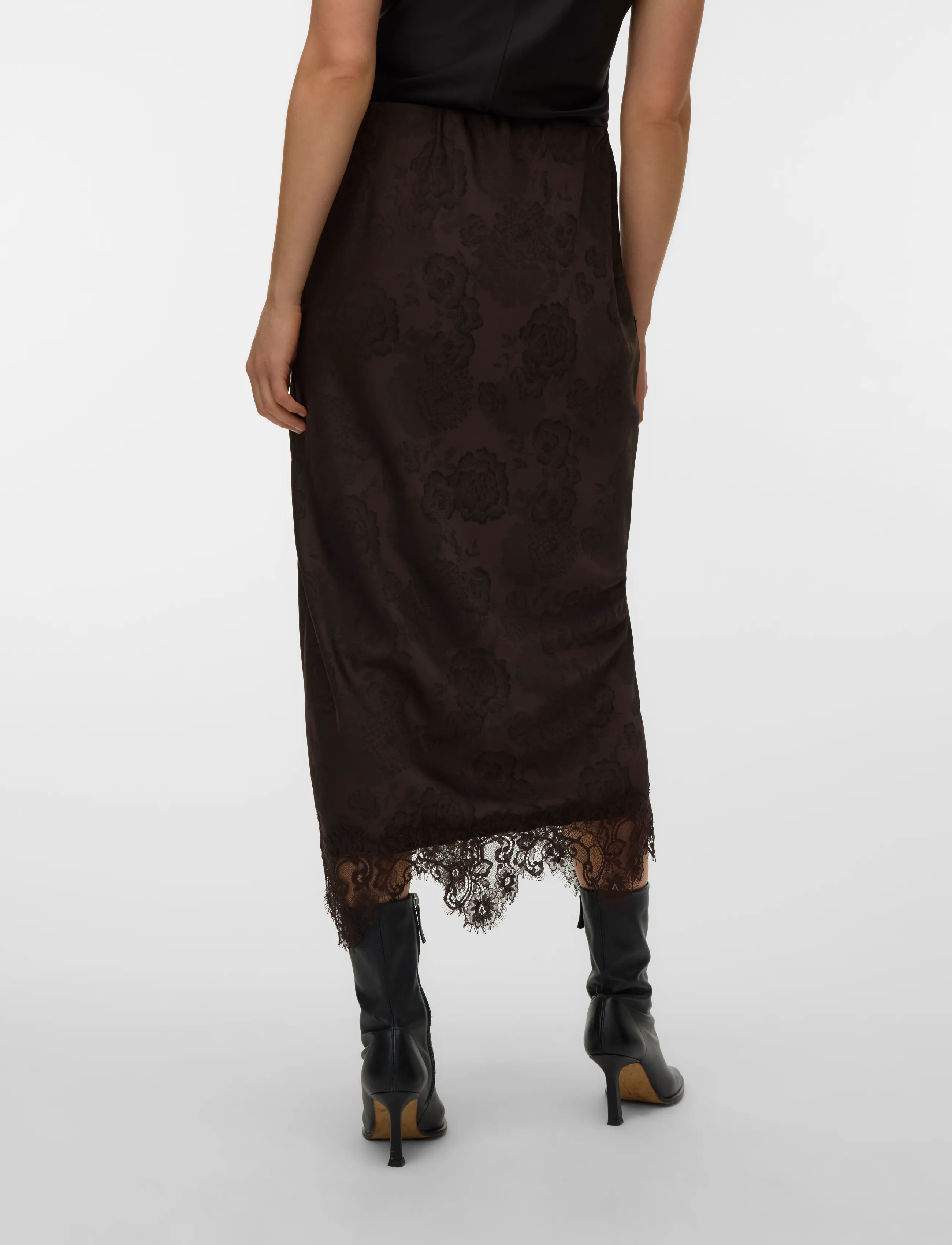 Vero Moda - VMKIRA LACE MW 7/8 SKIRT WVN PA - midi-röcke - chocolate torte - 2