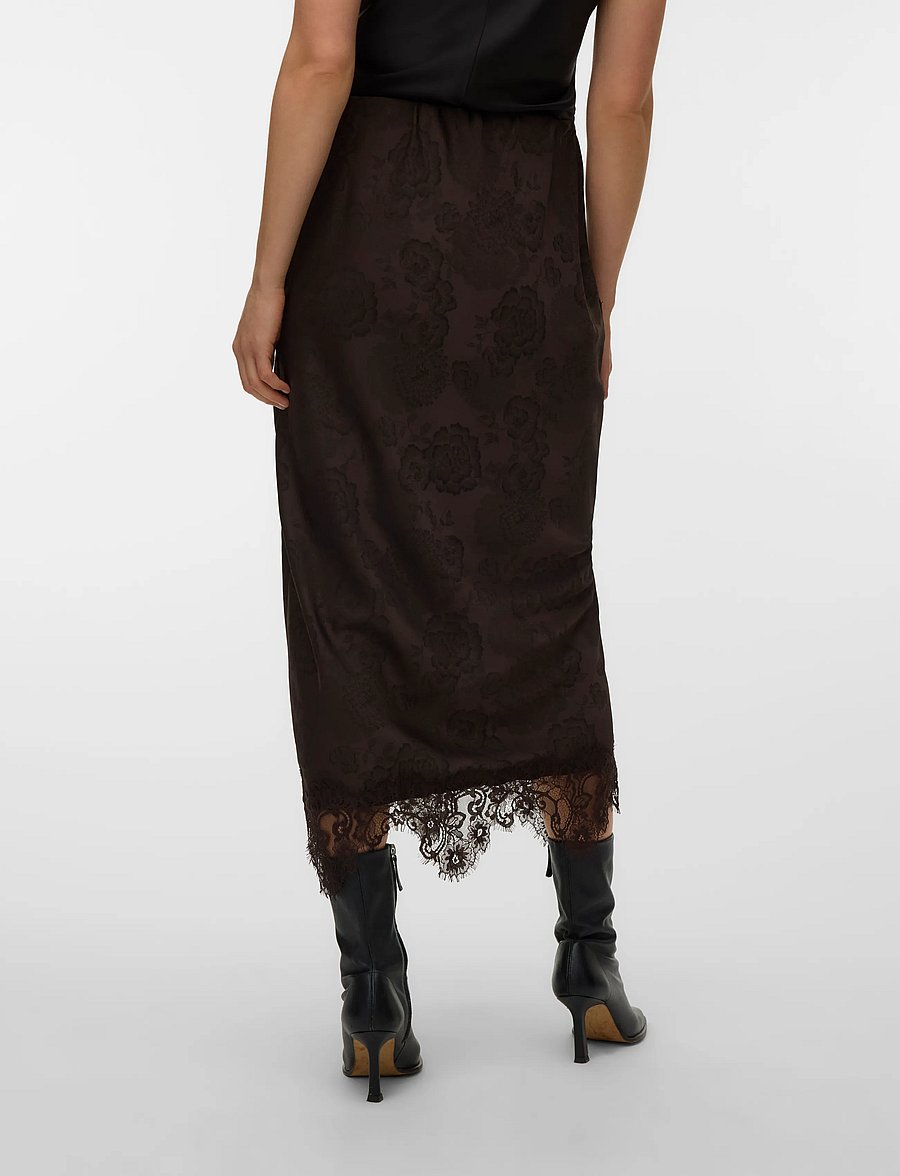 Vero Moda - VMKIRA LACE MW 7/8 SKIRT WVN PA - midi-röcke - chocolate torte - 2