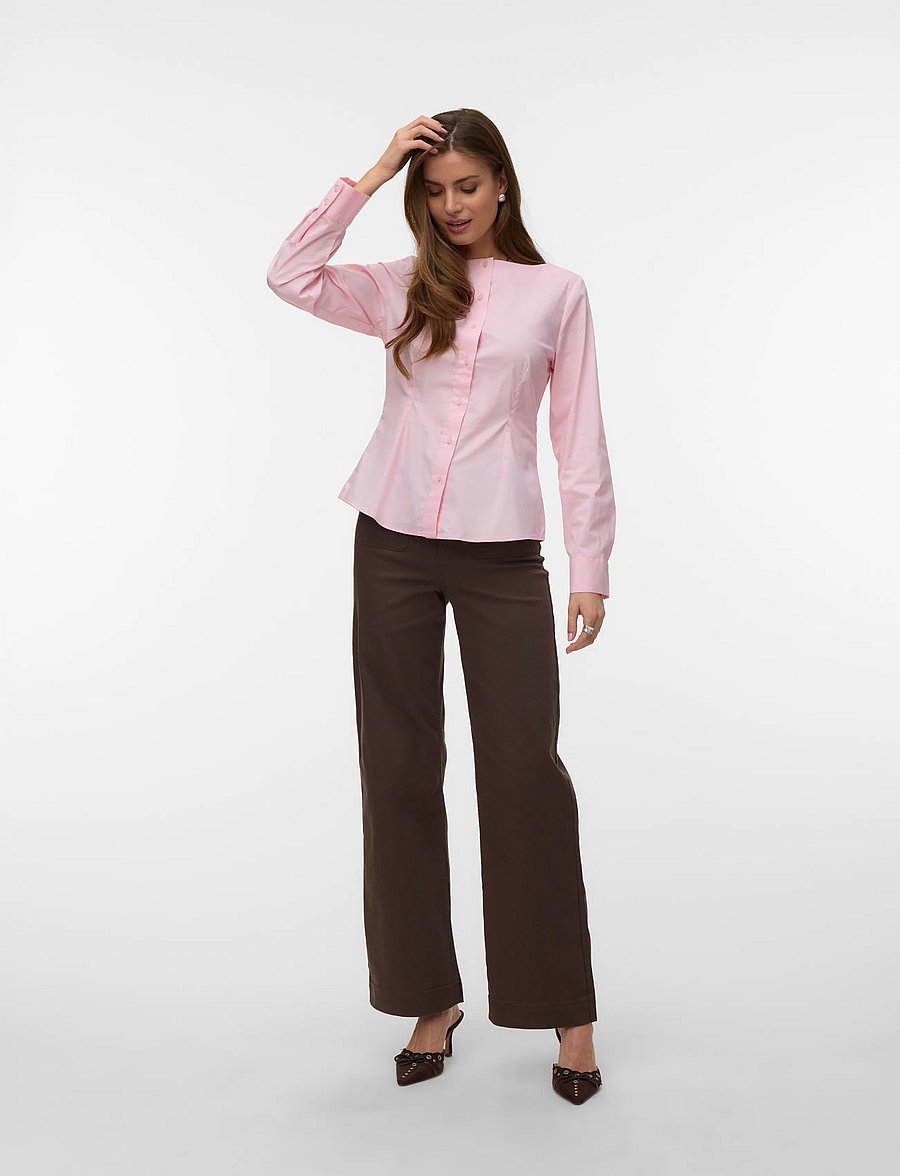 Vero Moda - AWALVA LS BOATNECK FITTED SHIRT EXCL - langærmede skjorter - rose shadow - 0