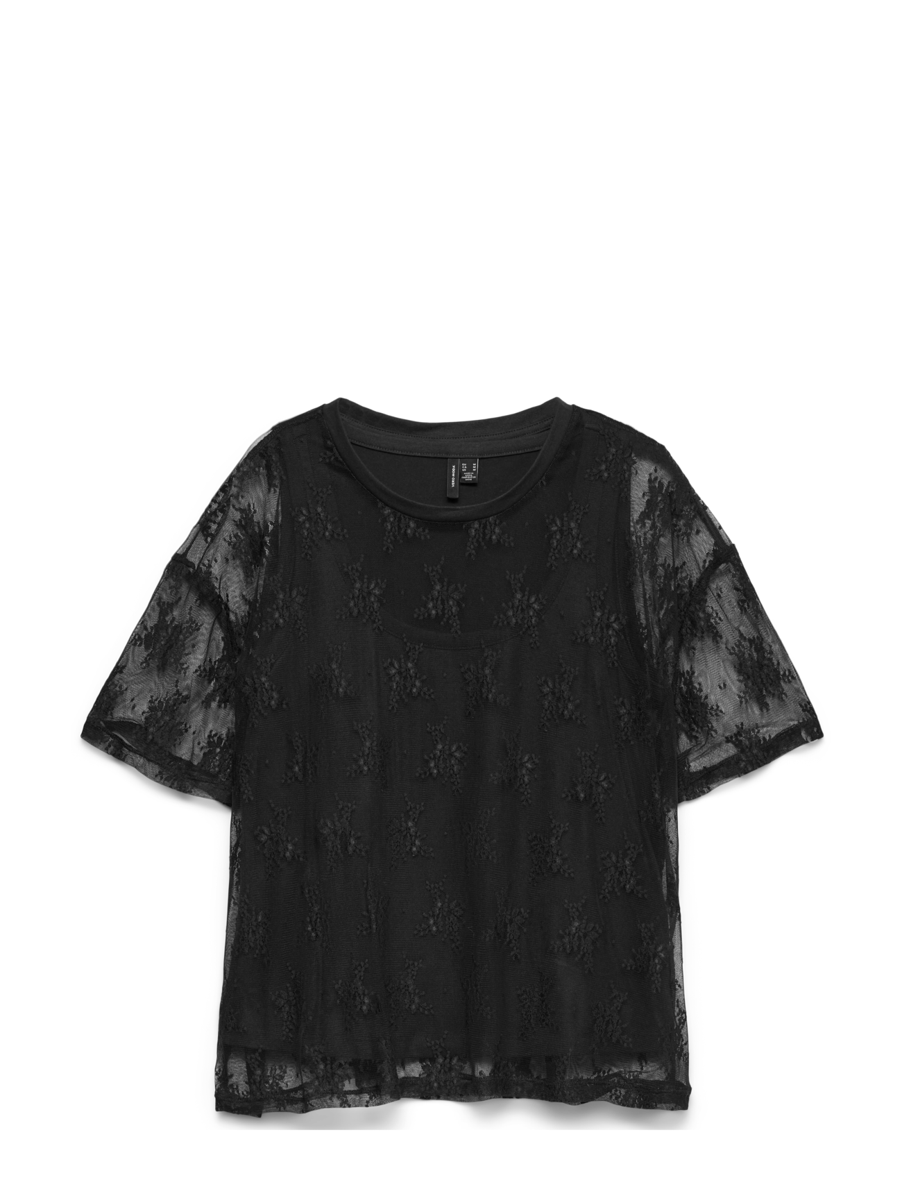 Vero Moda VMNIKITA S/S O-NECK TOP JRS BTQ FR - T-paidat - BLACK / black