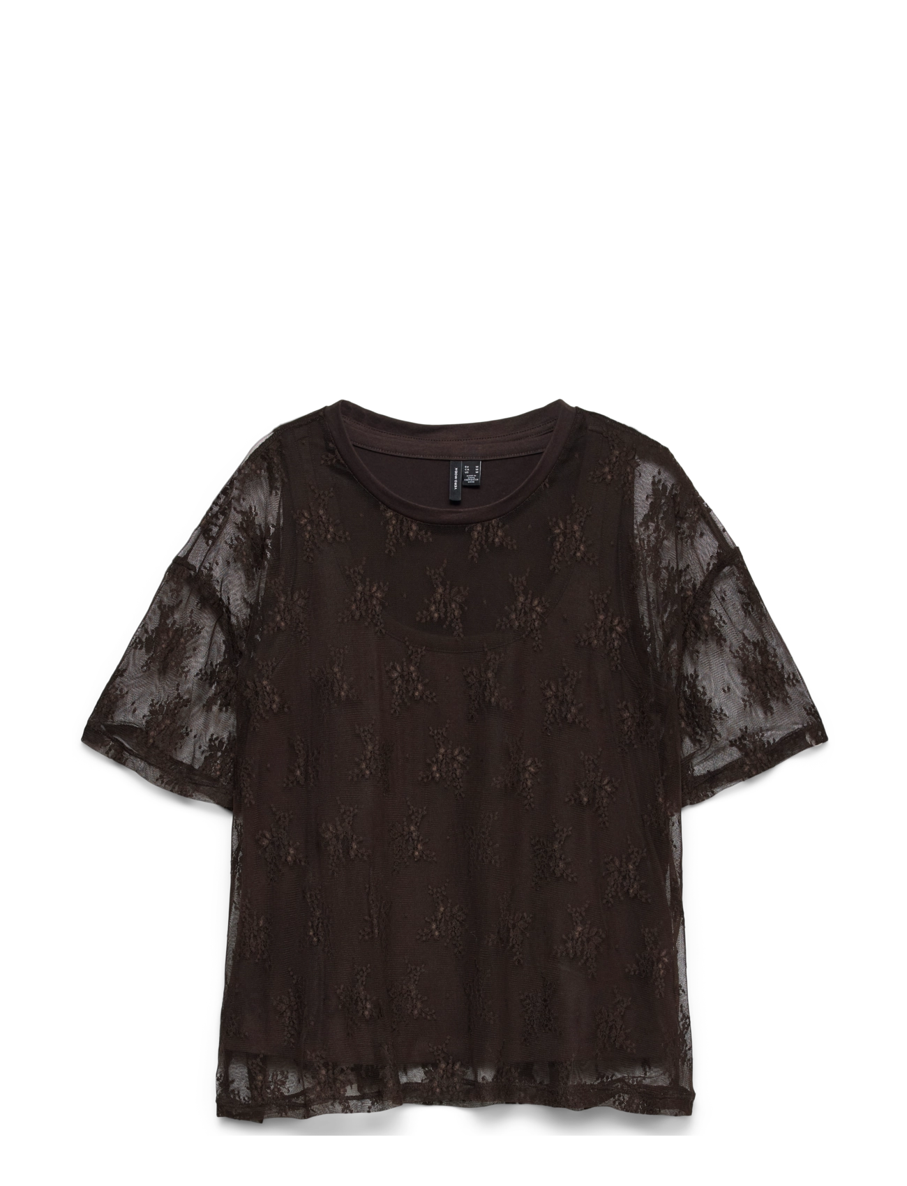 Vero Moda VMNIKITA S/S O-NECK TOP JRS BTQ FR - T-paidat - CHOCOLATE TORTE / brown